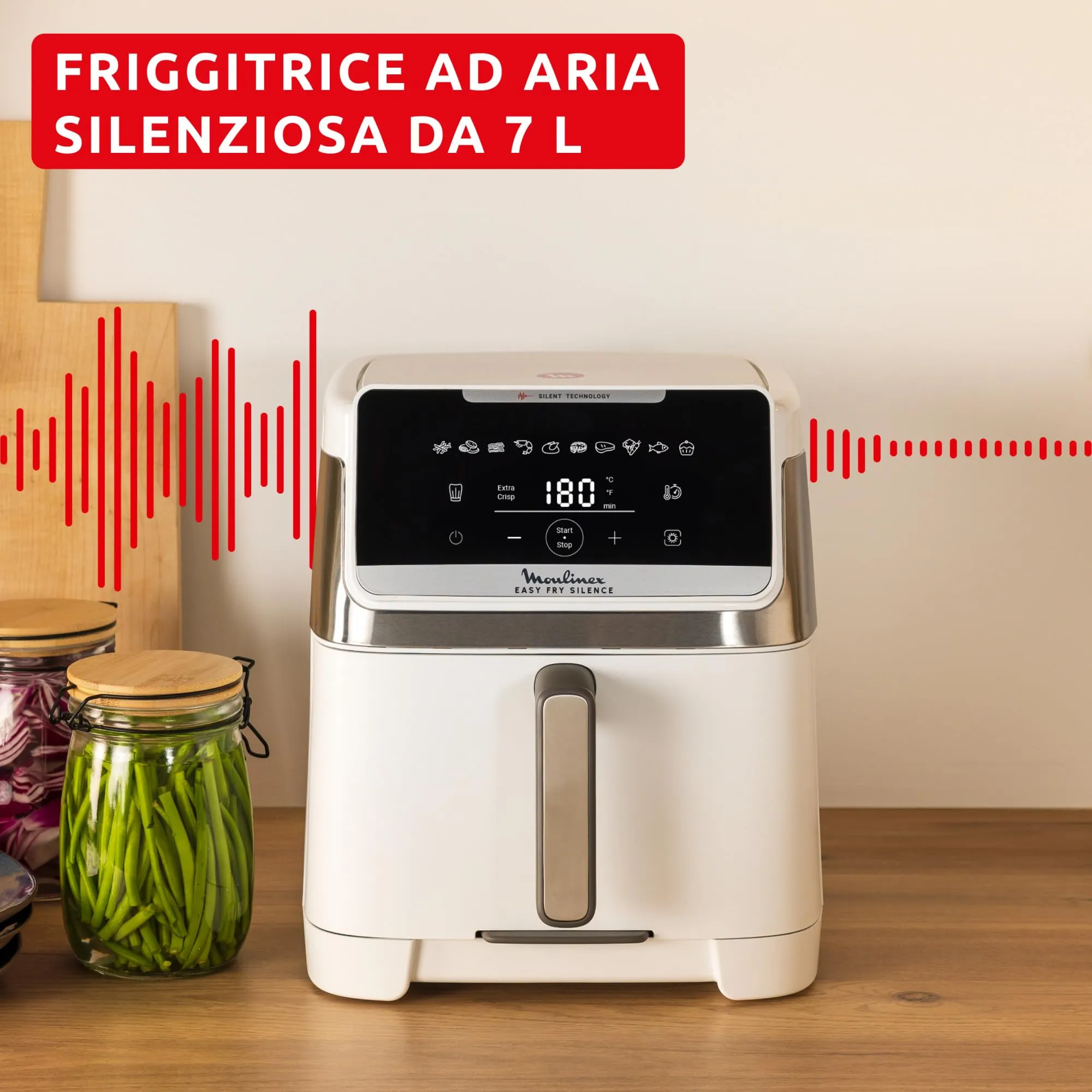 Moulinex Easy Fry Silence Air Fryer 7L, Bianco, EZ8421 - immagine 3