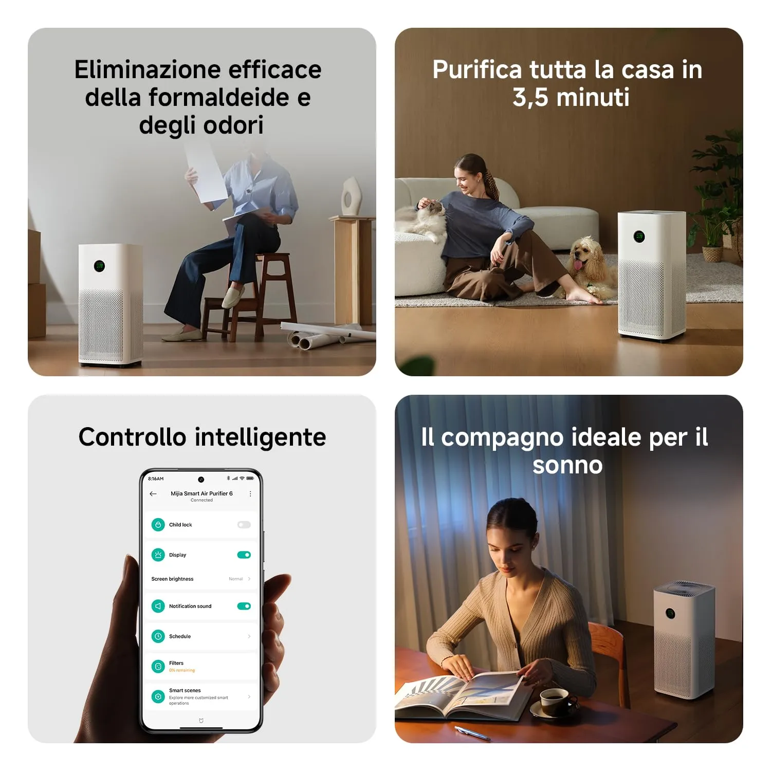 Xiaomi Smart Air Purifier 6 HEPA Purificatore per stanze fino a 87,5m² - immagine 3