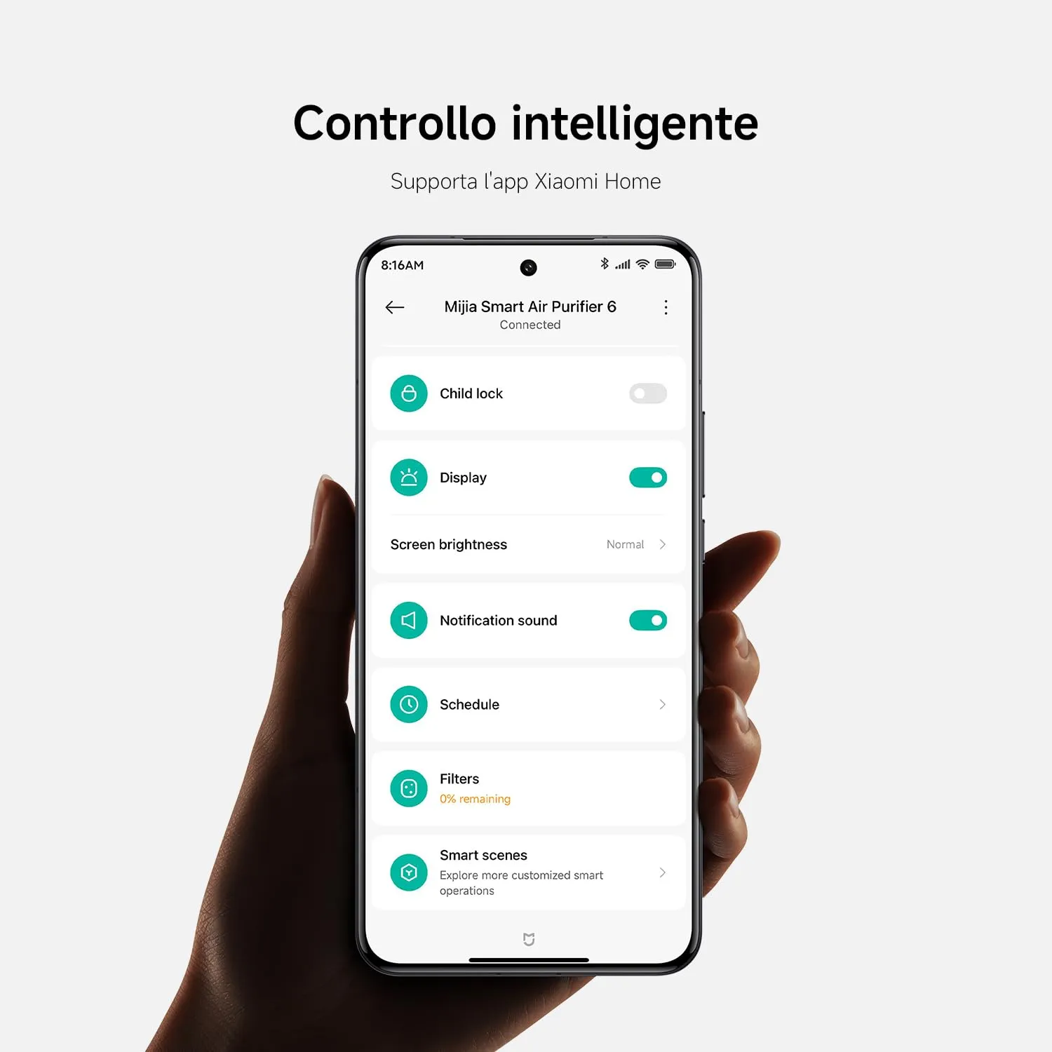 Xiaomi Smart Air Purifier 6 HEPA Purificatore per stanze fino a 87,5m² - immagine 10