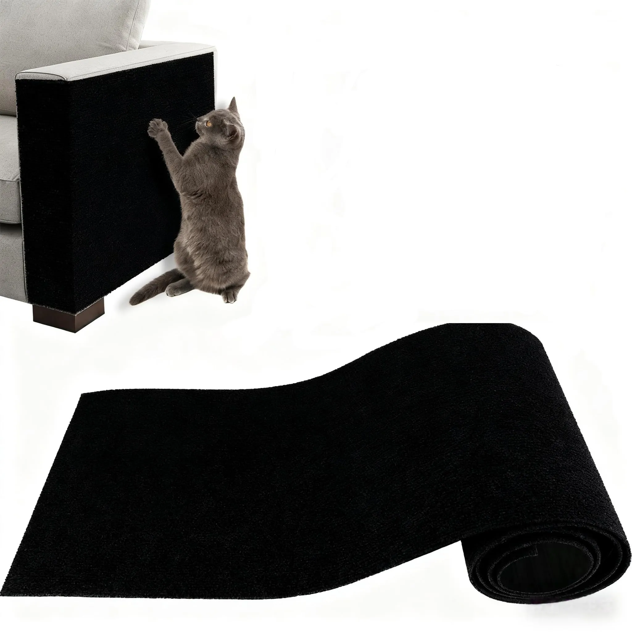 ZenithyrEn Tappeto Tiragraffi Autoadesivo Tagliabile per Mobili e Divani, 30x100cm, Nero - immagine 1