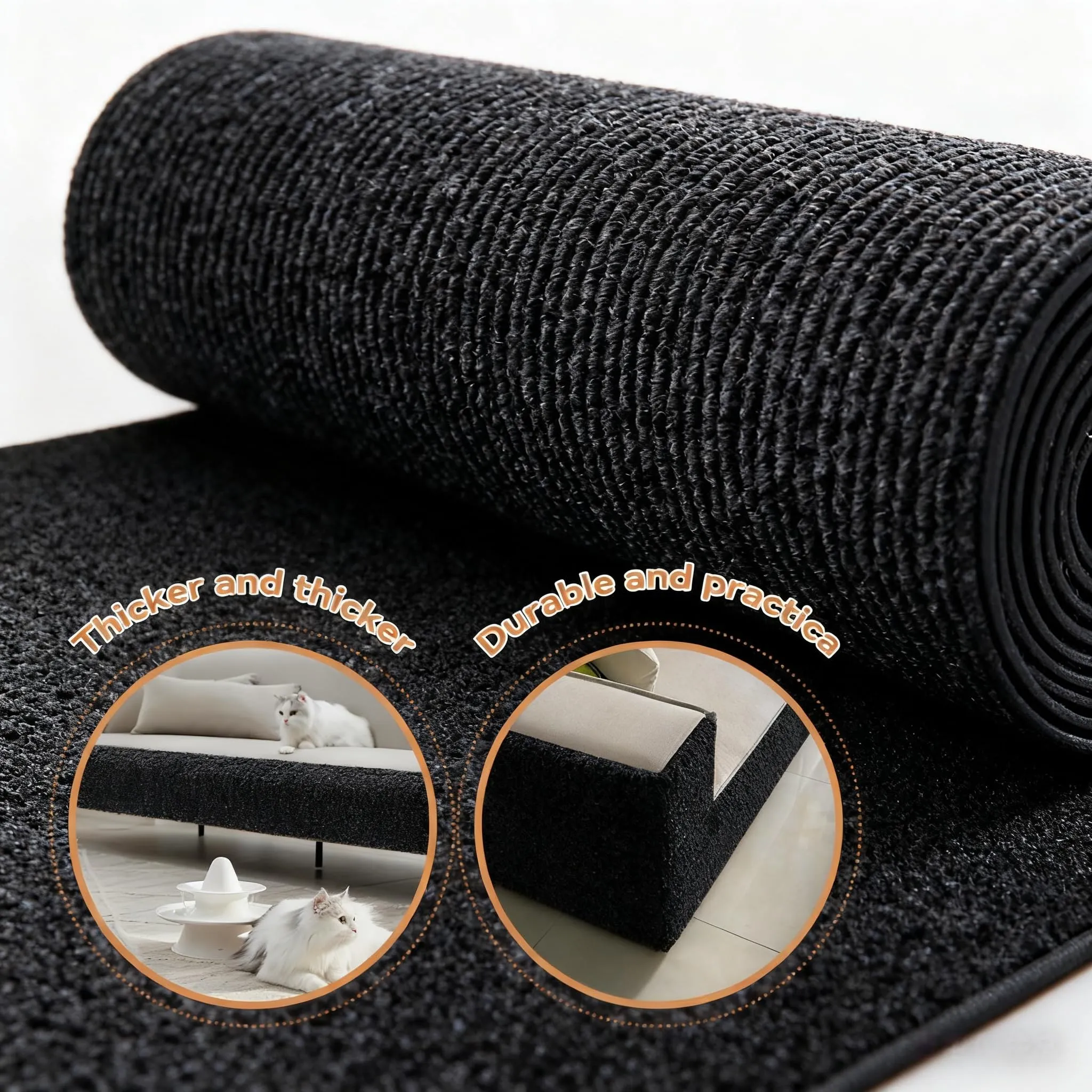 ZenithyrEn Tappeto Tiragraffi Autoadesivo Tagliabile per Mobili e Divani, 30x100cm, Nero - immagine 5