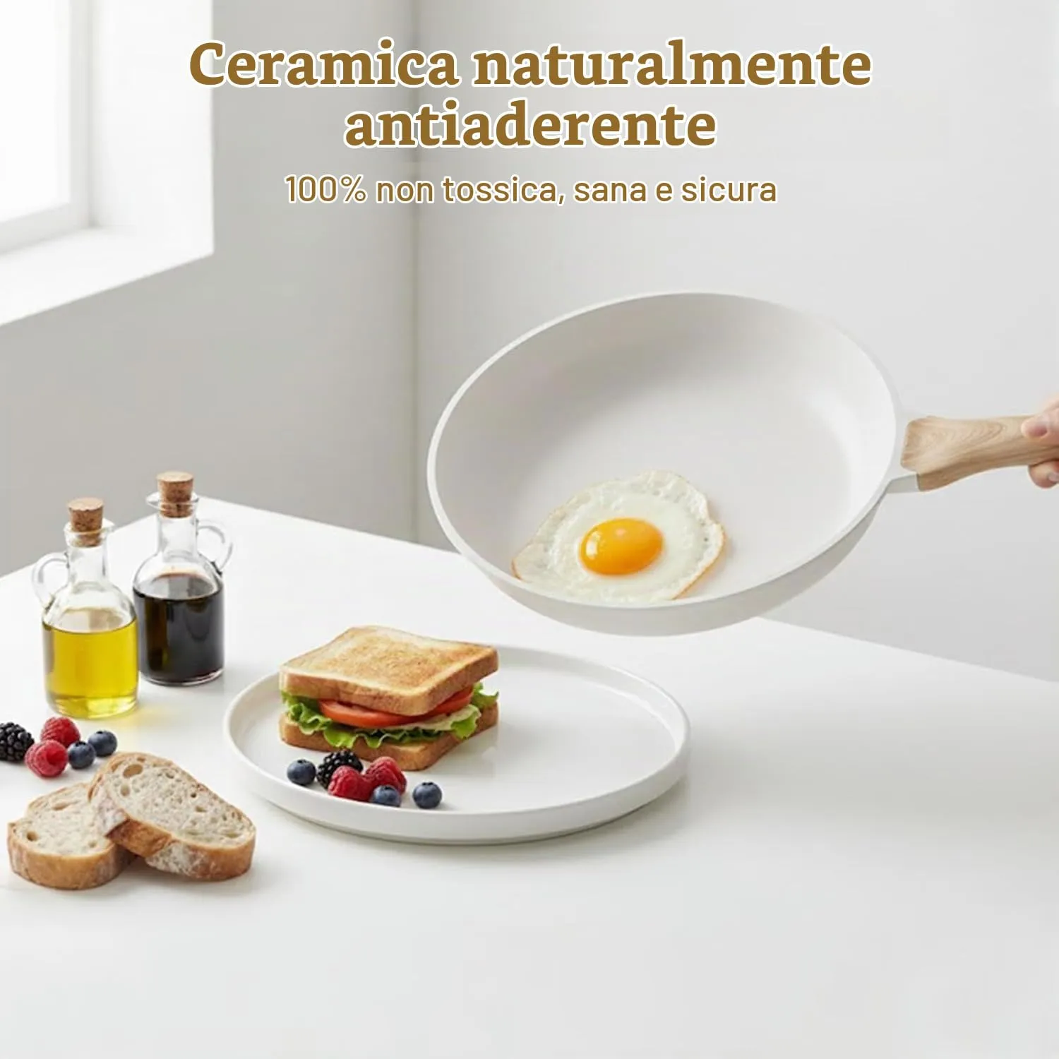 GiPP Padella Antiaderente Compatibile con Induzione, 26cm, Bianco - immagine 4