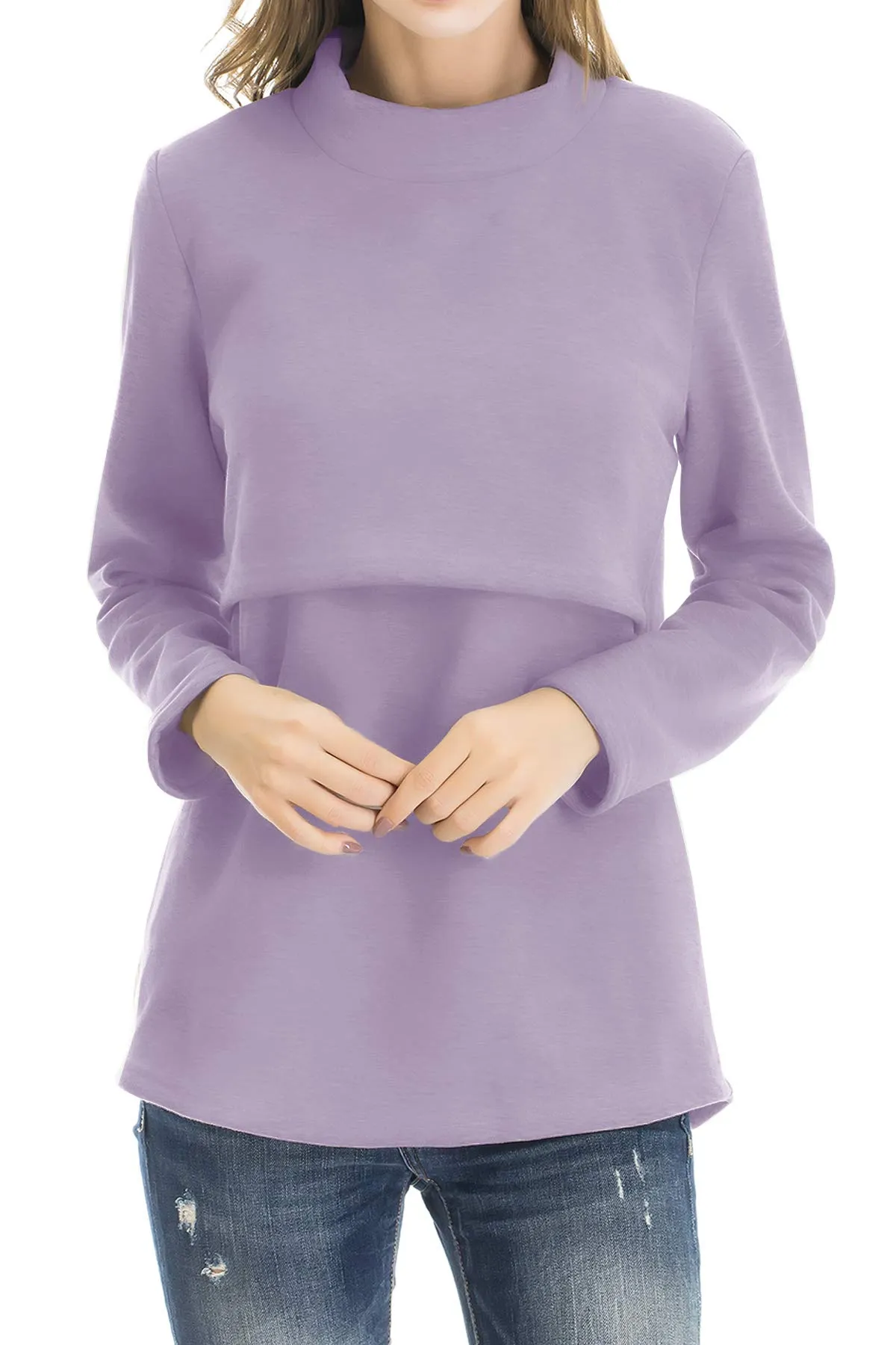 Smallshow Abbigliamento da Allattamento Invernale a Manica Lunga da Donna, XL, Lavender - immagine 1