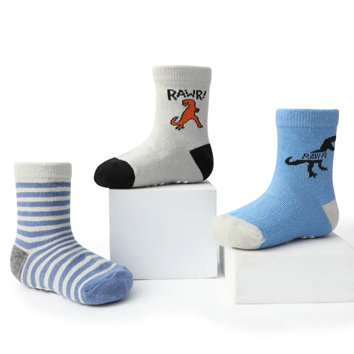 HaimoBurg Calze Antiscivolo in Cotone Traspirante per Bambini 1-5 Anni, 12 Paia - immagine 2