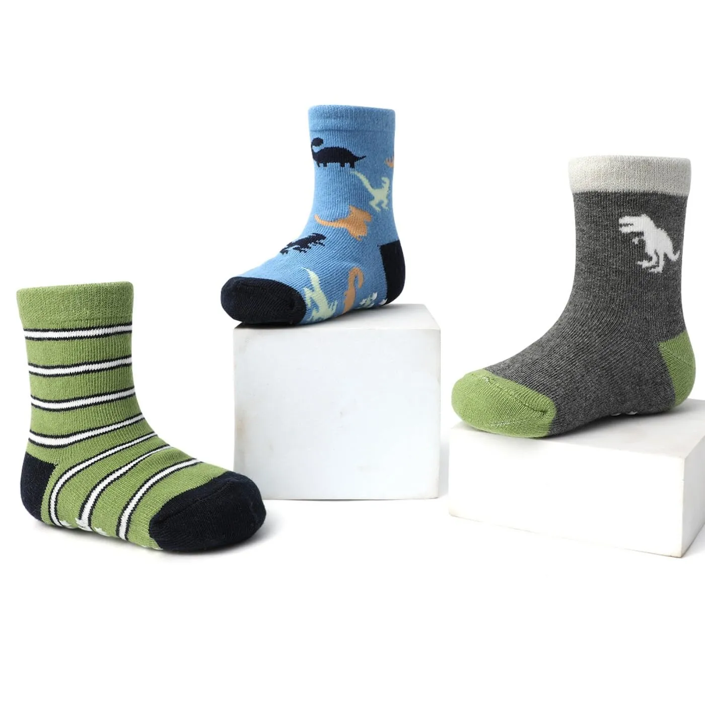 HaimoBurg Calze Antiscivolo in Cotone Traspirante per Bambini, 12 Paia, 1-5 Anni - immagine 2