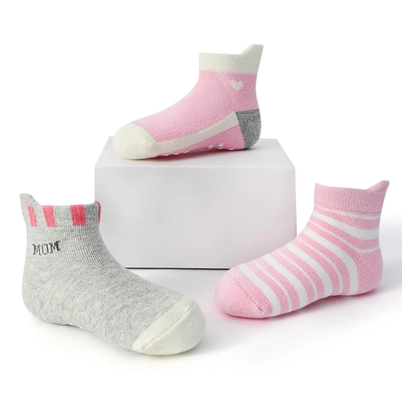 HaimoBurg Calze Antiscivolo in Cotone Traspirante per Bambini 1-5 Anni, 12 Paia - immagine 2