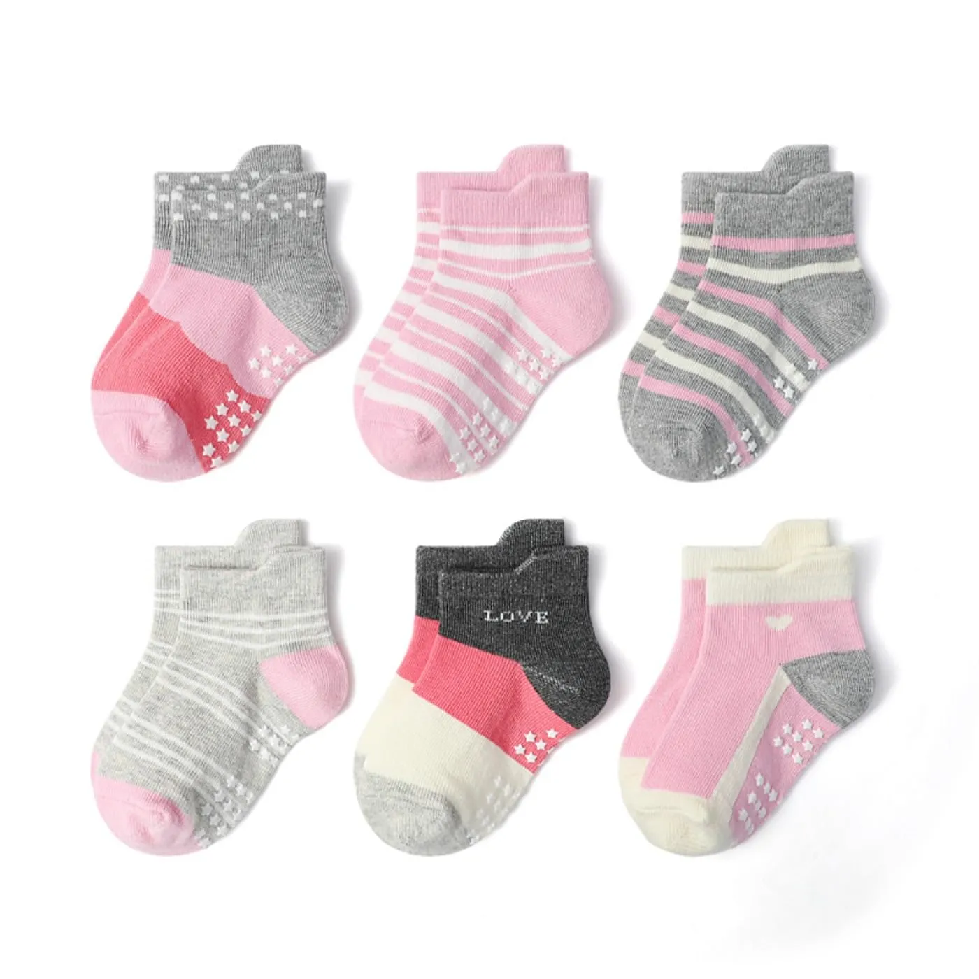 HaimoBurg Calze Antiscivolo in Cotone Traspirante per Bambini 1-5 Anni, 12 Paia - immagine 5