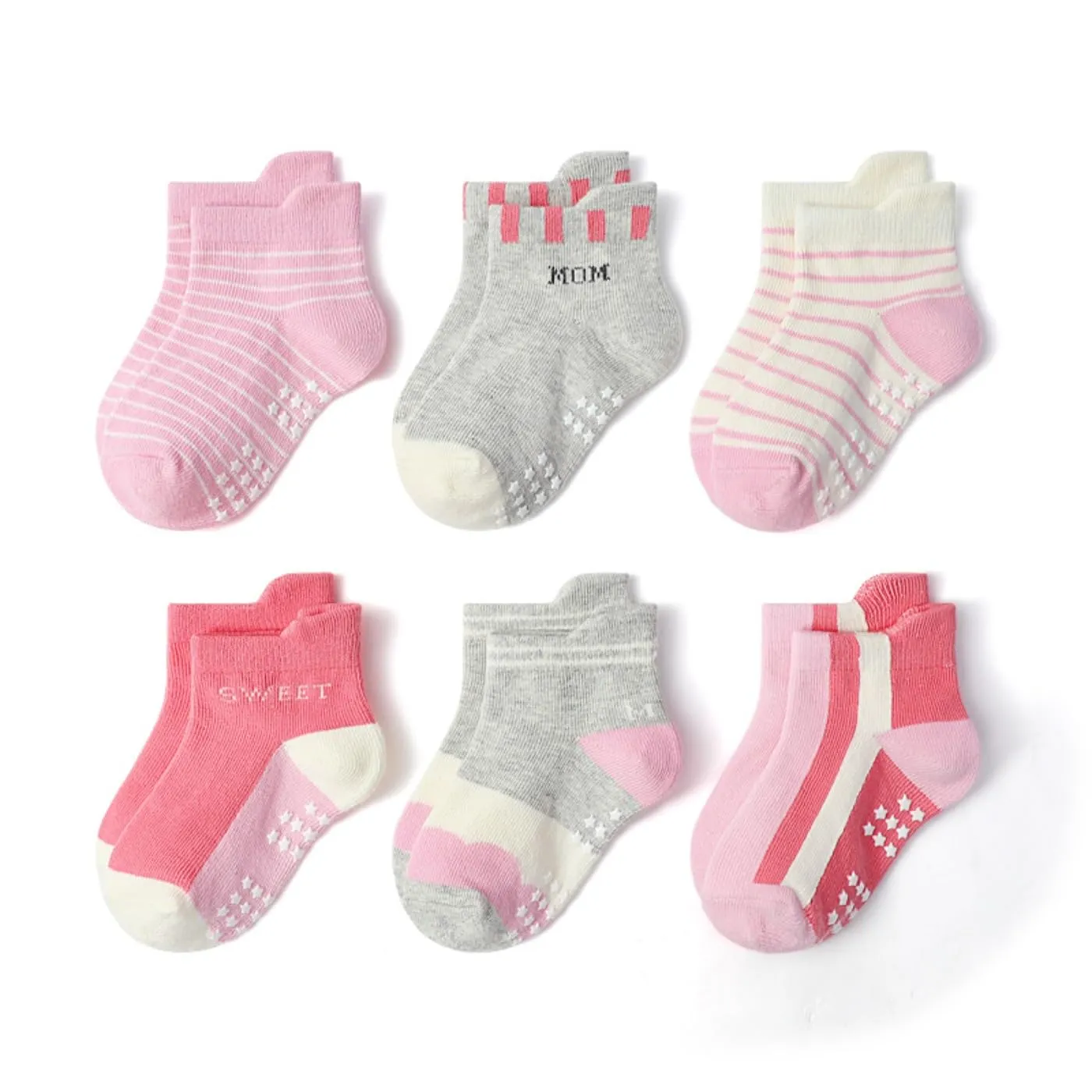 HaimoBurg Calze Antiscivolo in Cotone Traspirante per Bambini 1-5 Anni, 12 Paia - immagine 6