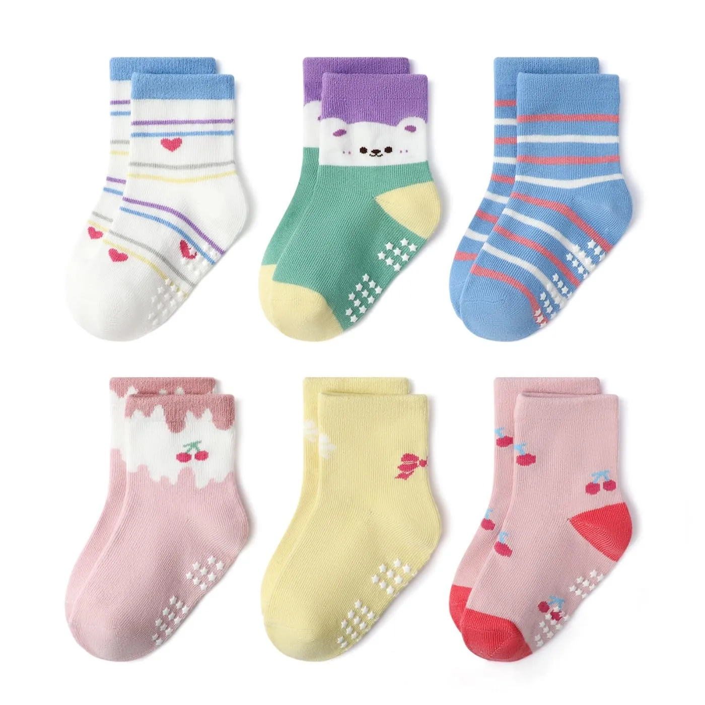 HaimoBurg Calze Antiscivolo in Cotone Traspirante per Bambini, 12 Paia - immagine 6