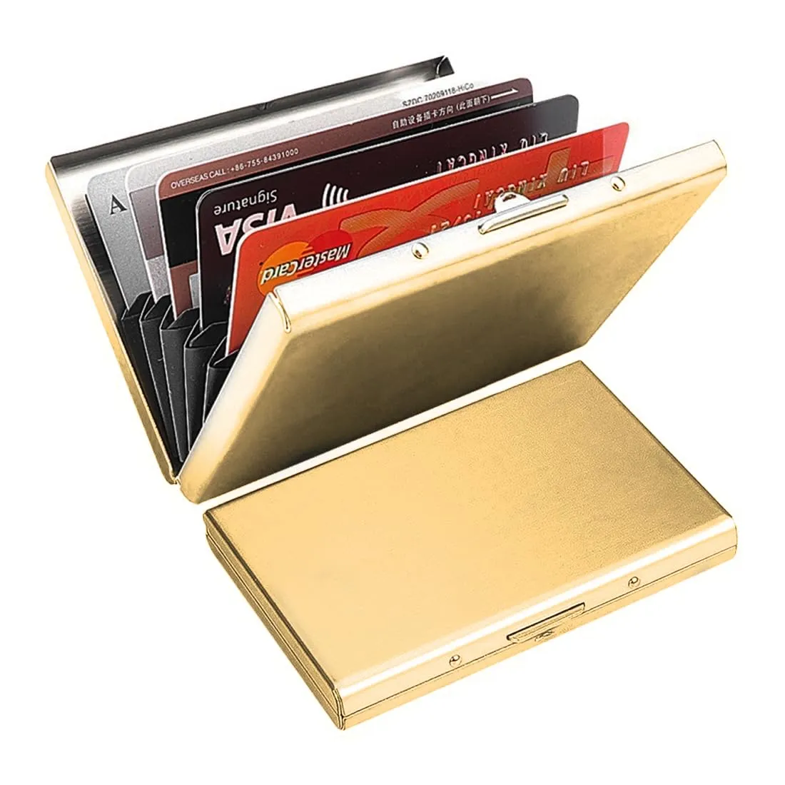 KEQAR Porta Carte in Metallo con Blocco RFID, 10 Scomparti, Oro - immagine 1