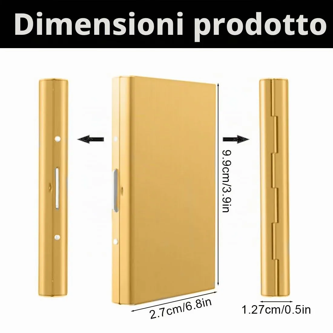 KEQAR Porta Carte in Metallo con Blocco RFID, 10 Scomparti, Oro - immagine 2