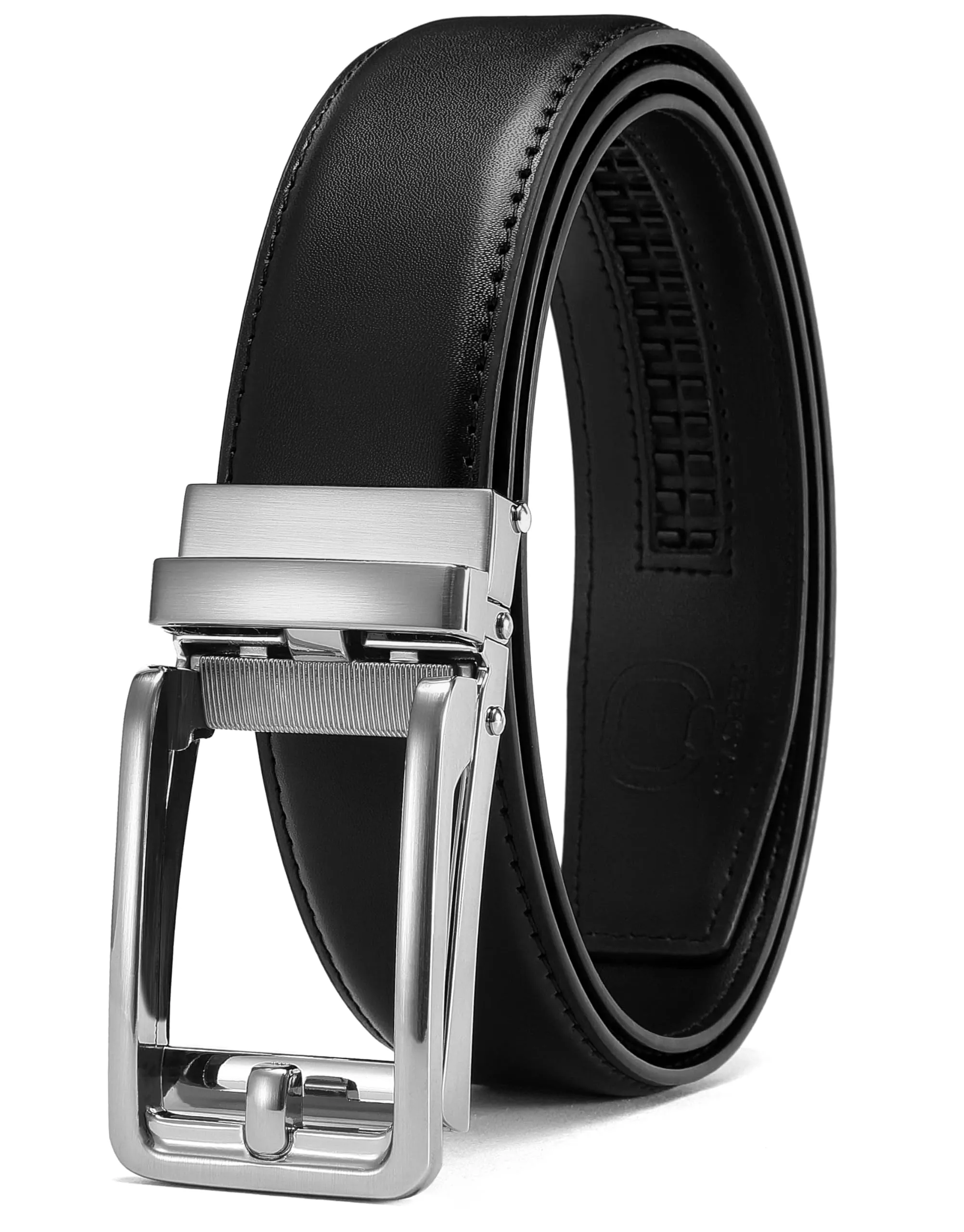 CHAOREN Cintura Uomo a Cricchetto Automatico, Fibbia 35mm, Pelle Nera, 125cm - immagine 1