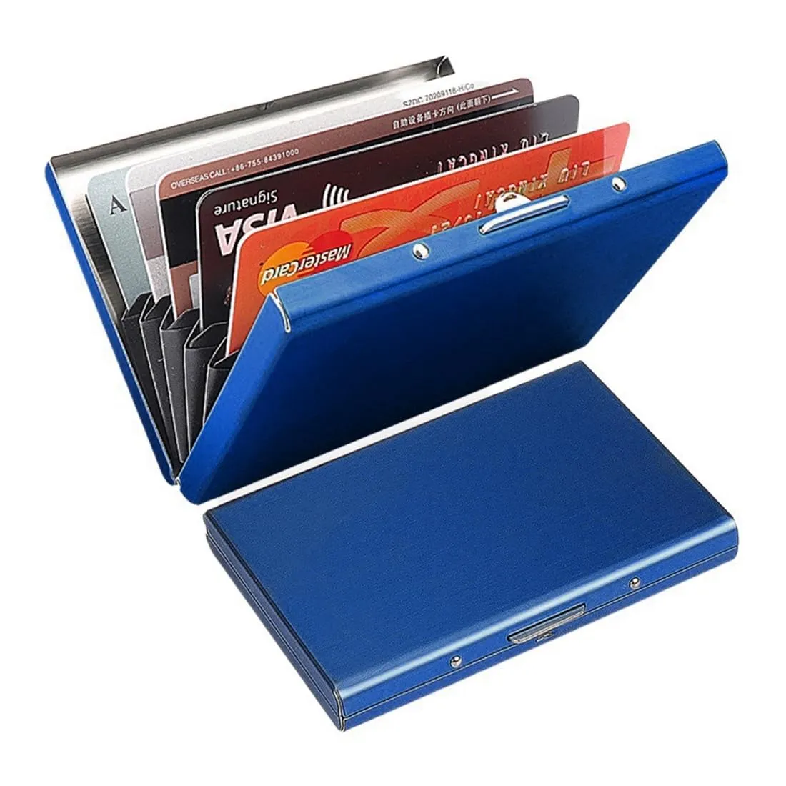 KEQAR Porta Carte in Metallo con Blocco RFID e 10 Scomparti, Blu - immagine 1