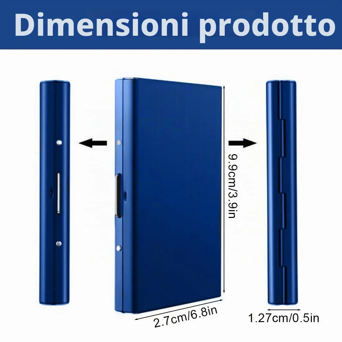KEQAR Porta Carte in Metallo con Blocco RFID e 10 Scomparti, Blu - immagine 2