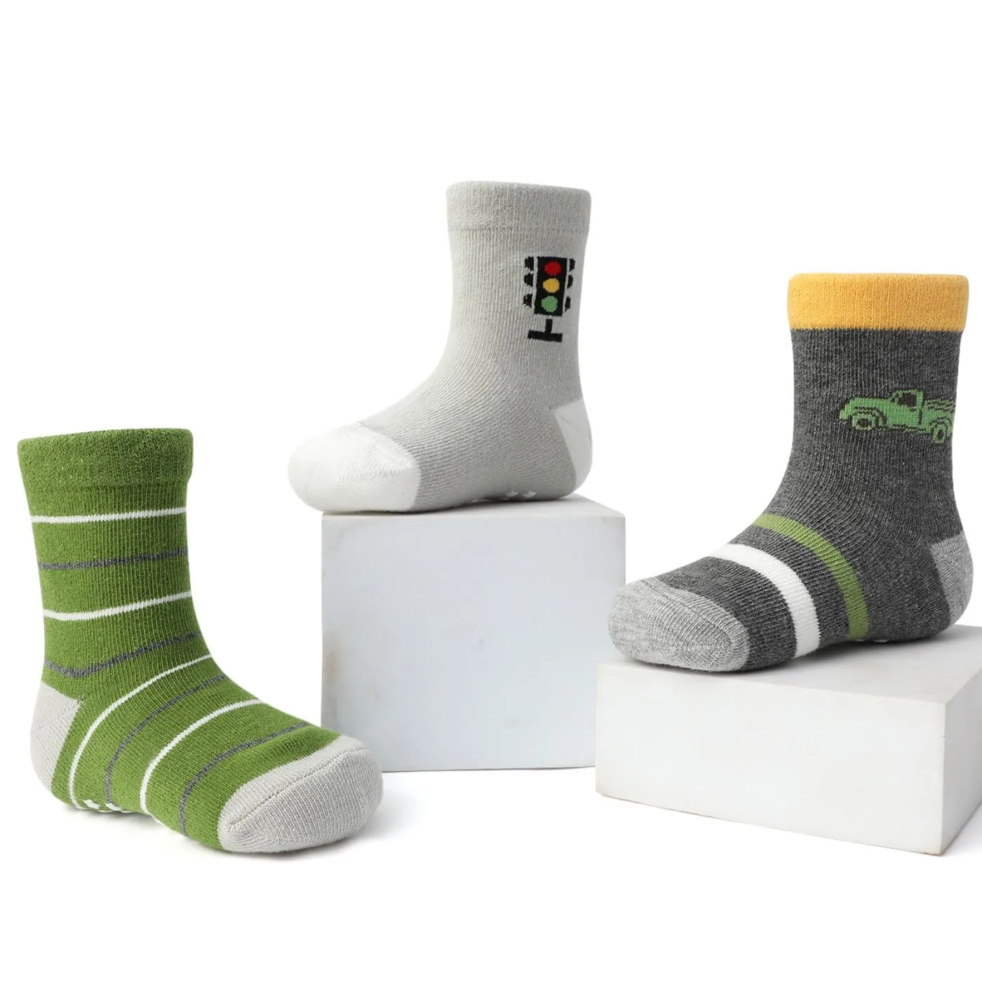 HaimoBurg 12 Paia di Calze Antiscivolo in Cotone Traspirante per Bambini 1-5 Anni - immagine 2