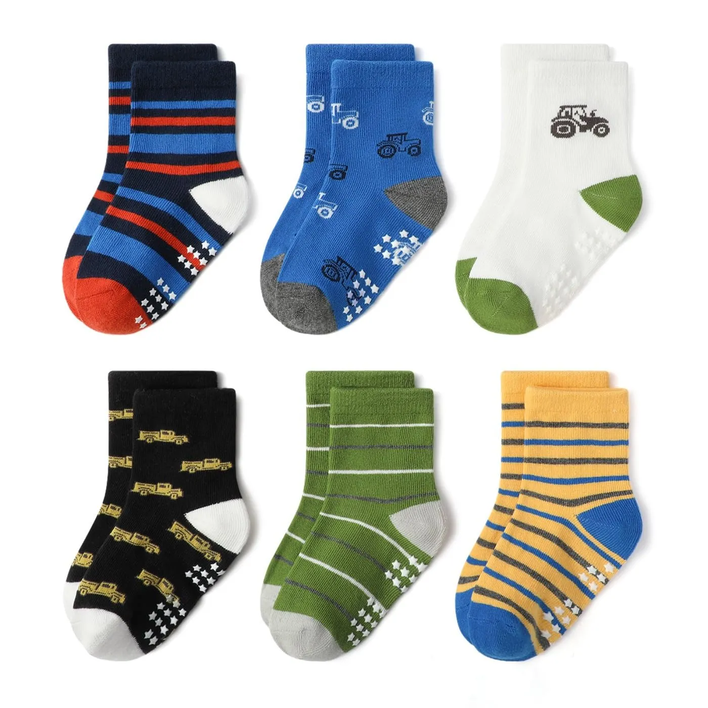 HaimoBurg 12 Paia di Calze Antiscivolo in Cotone Traspirante per Bambini 1-5 Anni - immagine 5