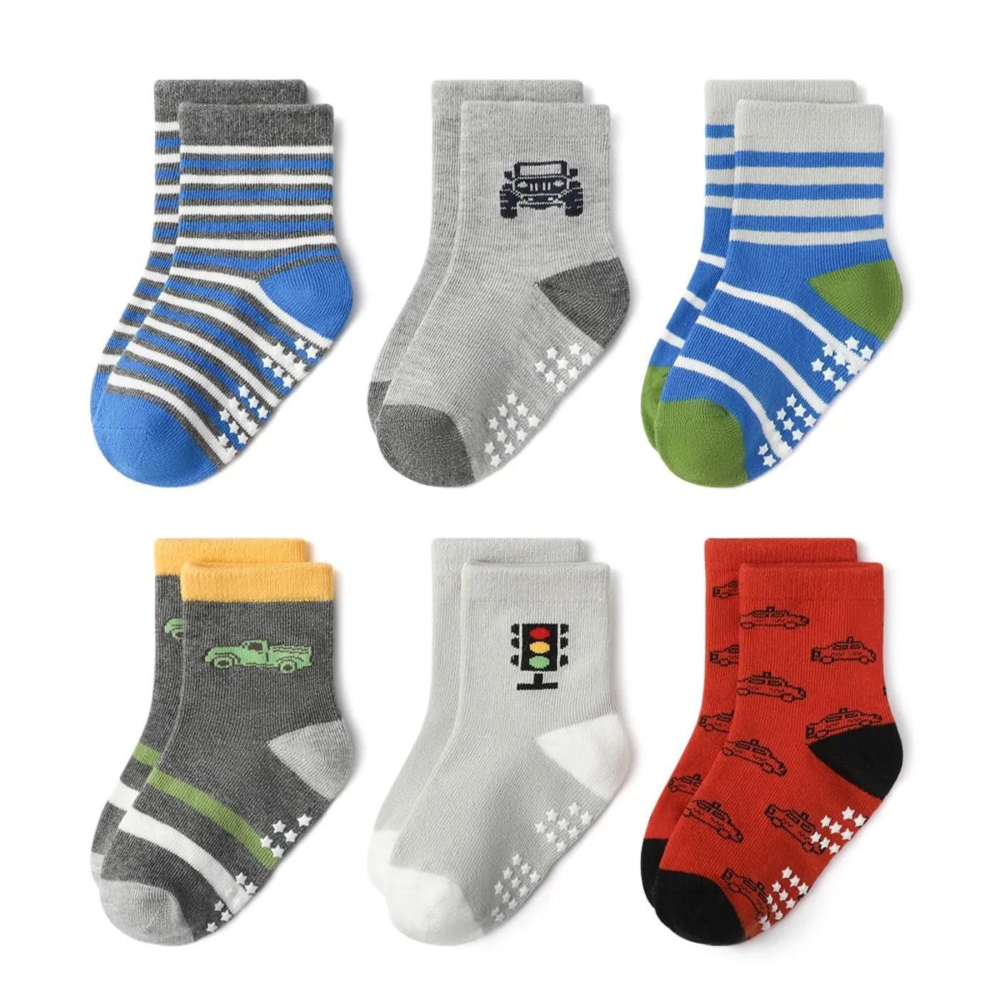 HaimoBurg 12 Paia di Calze Antiscivolo in Cotone Traspirante per Bambini 1-5 Anni - immagine 6
