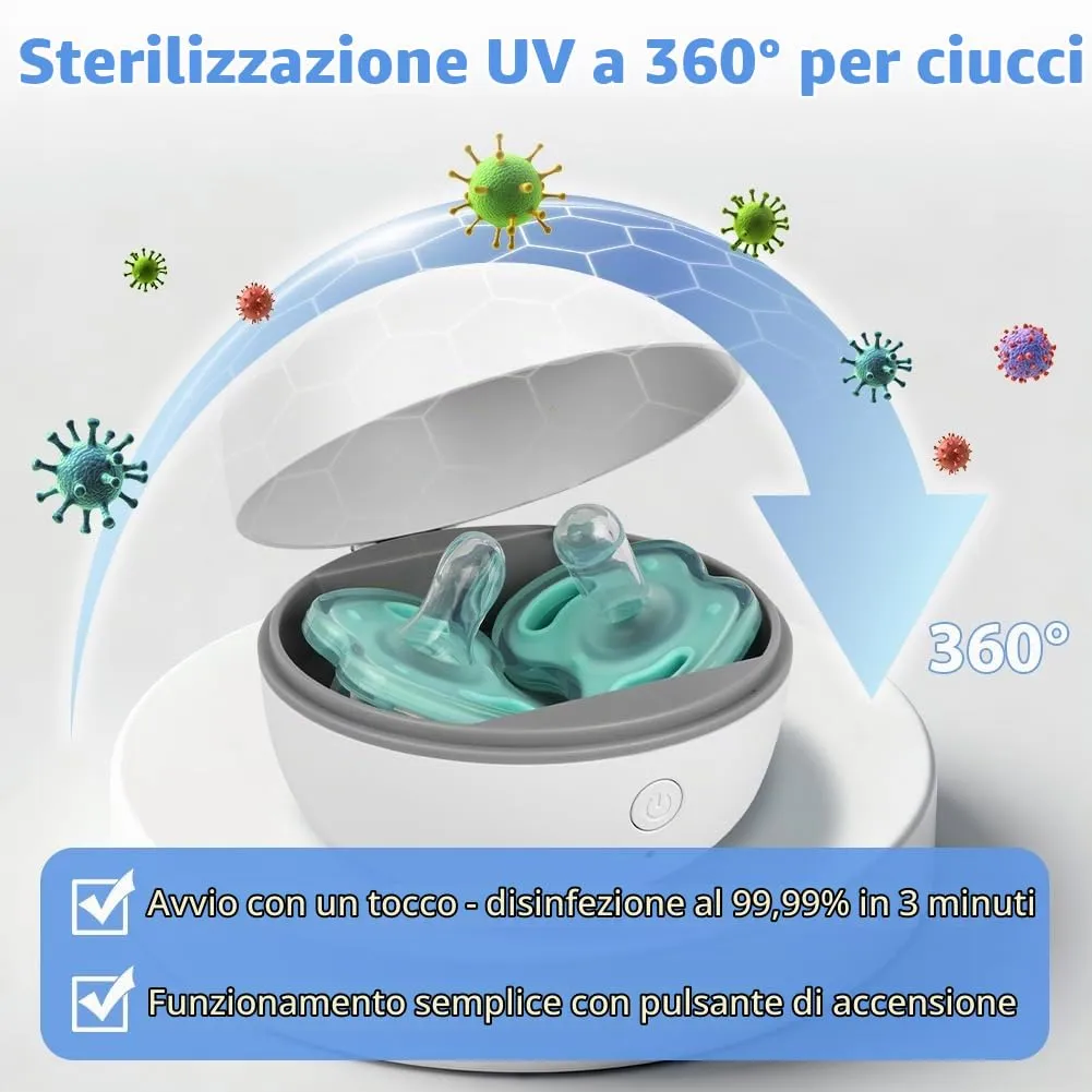 HOTUT Sterilizzatore Portatile per Ciuccio a Luce UV, Ricaricabile USB-C, Modello XD011 - immagine 4