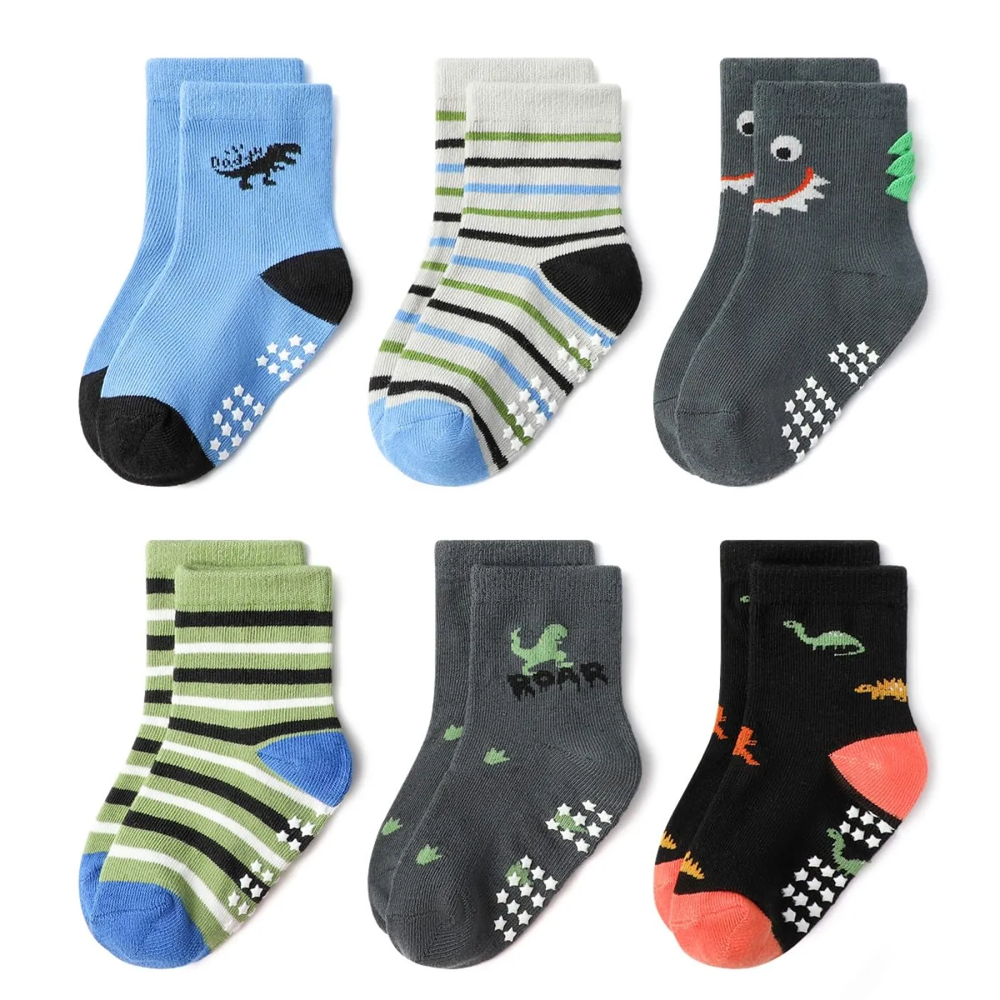 HaimoBurg Calze Antiscivolo in Cotone Traspirante per Bambini, 12 Paia, 1-5 Anni - immagine 6