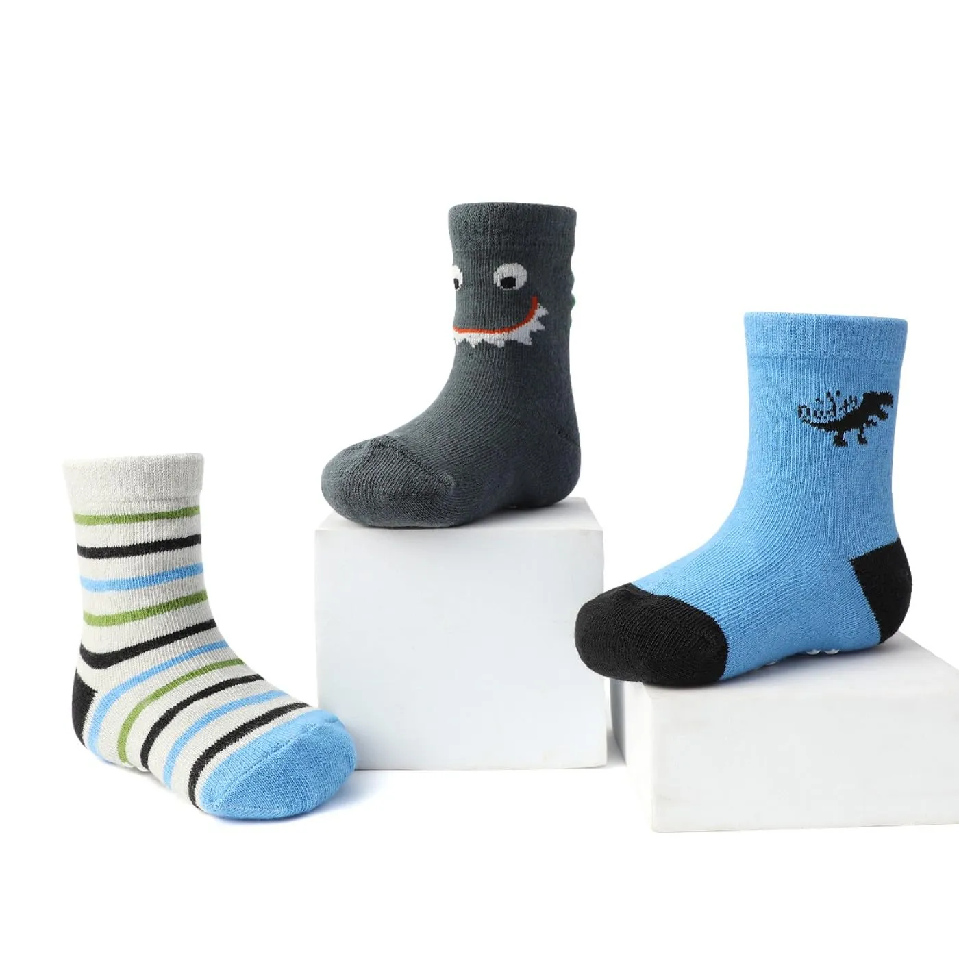 HaimoBurg Calze Antiscivolo in Cotone Traspirante per Bambini, 12 Paia, 1-5 Anni - immagine 2