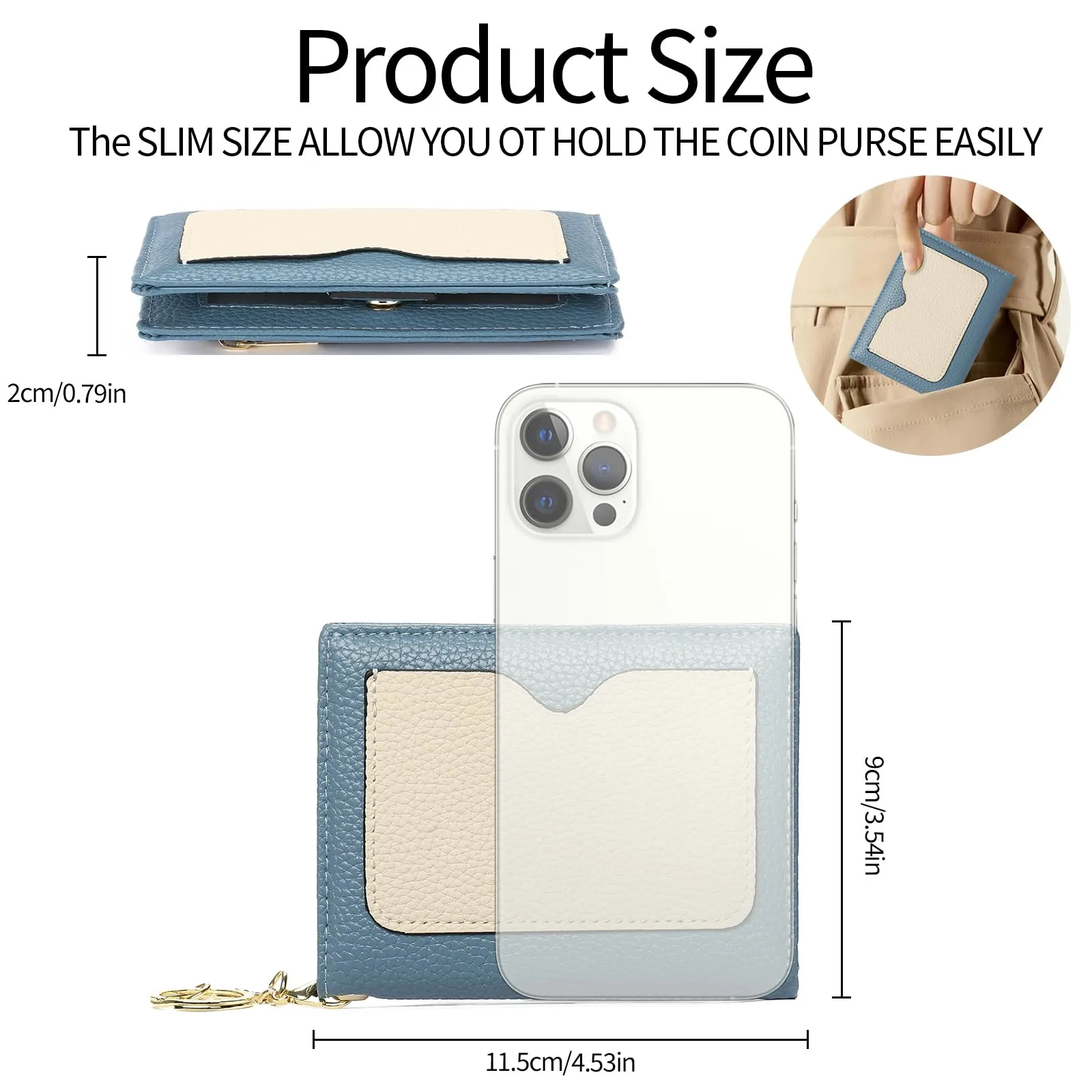 GAEKEAO Portafoglio Donna Piccolo in Pelle Bifold con Portachiavi Rimovibile e Blocco RFID - immagine 4