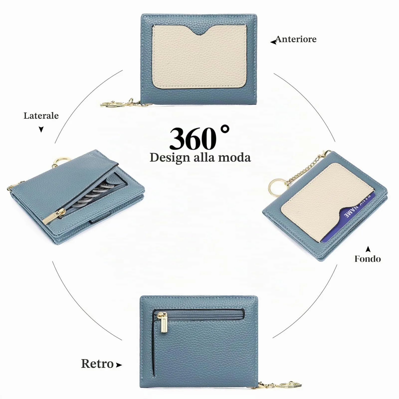 GAEKEAO Portafoglio Donna Piccolo in Pelle Bifold con Portachiavi Rimovibile e Blocco RFID - immagine 6