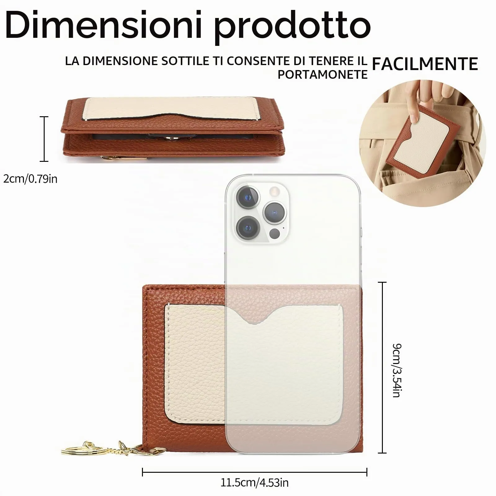 GAEKEAO Portafoglio Donna Piccolo in Pelle Bifold con Portachiavi Rimovibile e Blocco RFID - immagine 4