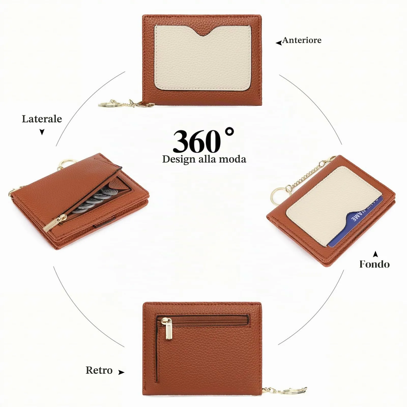 GAEKEAO Portafoglio Donna Piccolo in Pelle Bifold con Portachiavi Rimovibile e Blocco RFID - immagine 6