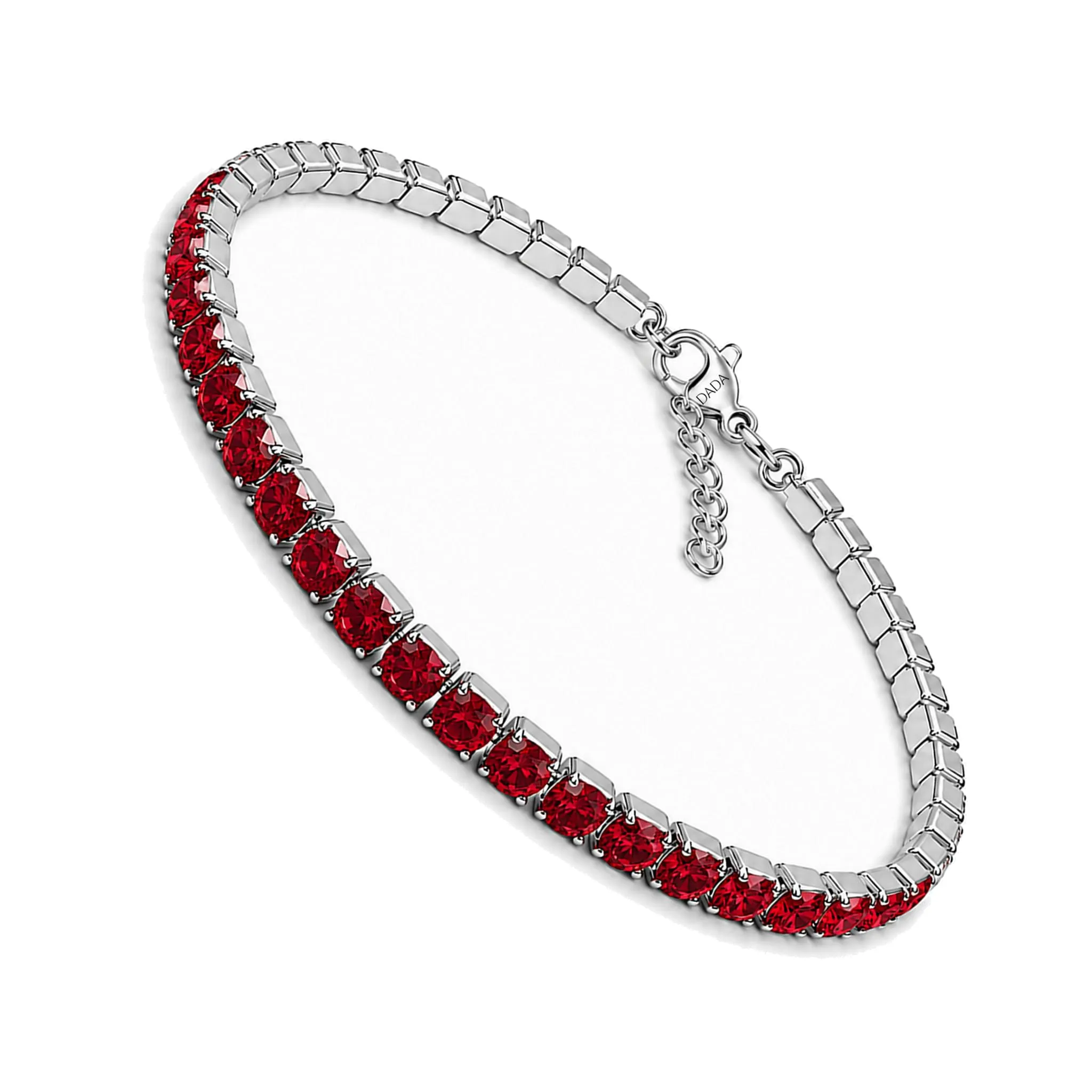 Dada Gioielli Bracciale Tennis Donna Zirconi 3 mm Acciaio Inossidabile 17+3 cm (Rubino) - immagine 1