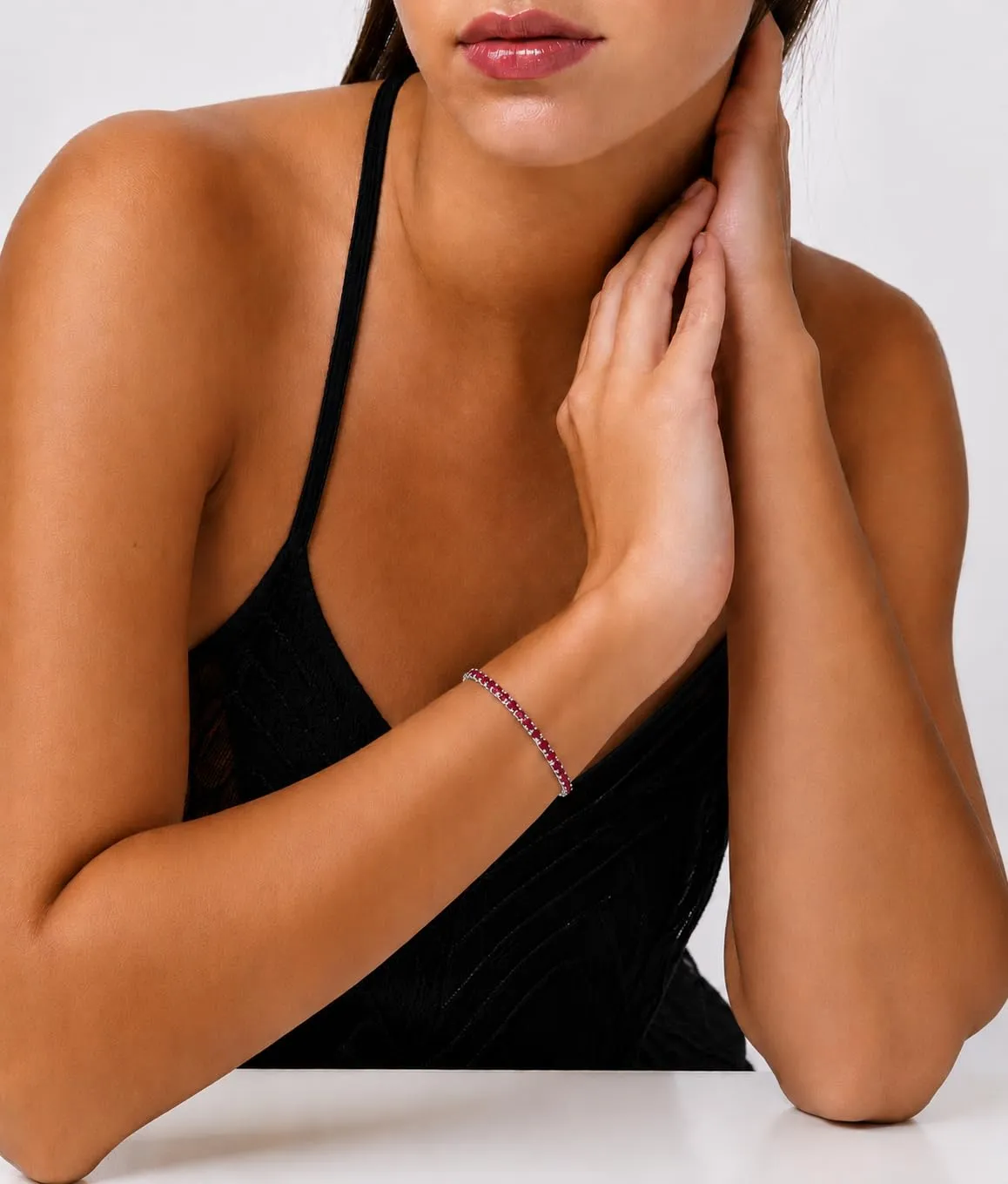Dada Gioielli Bracciale Tennis Donna Zirconi 3 mm Acciaio Inossidabile 17+3 cm (Rubino) - immagine 2