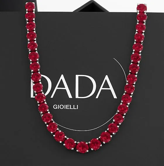 Dada Gioielli Bracciale Tennis Donna Zirconi 3 mm Acciaio Inossidabile 17+3 cm (Rubino) - immagine 3