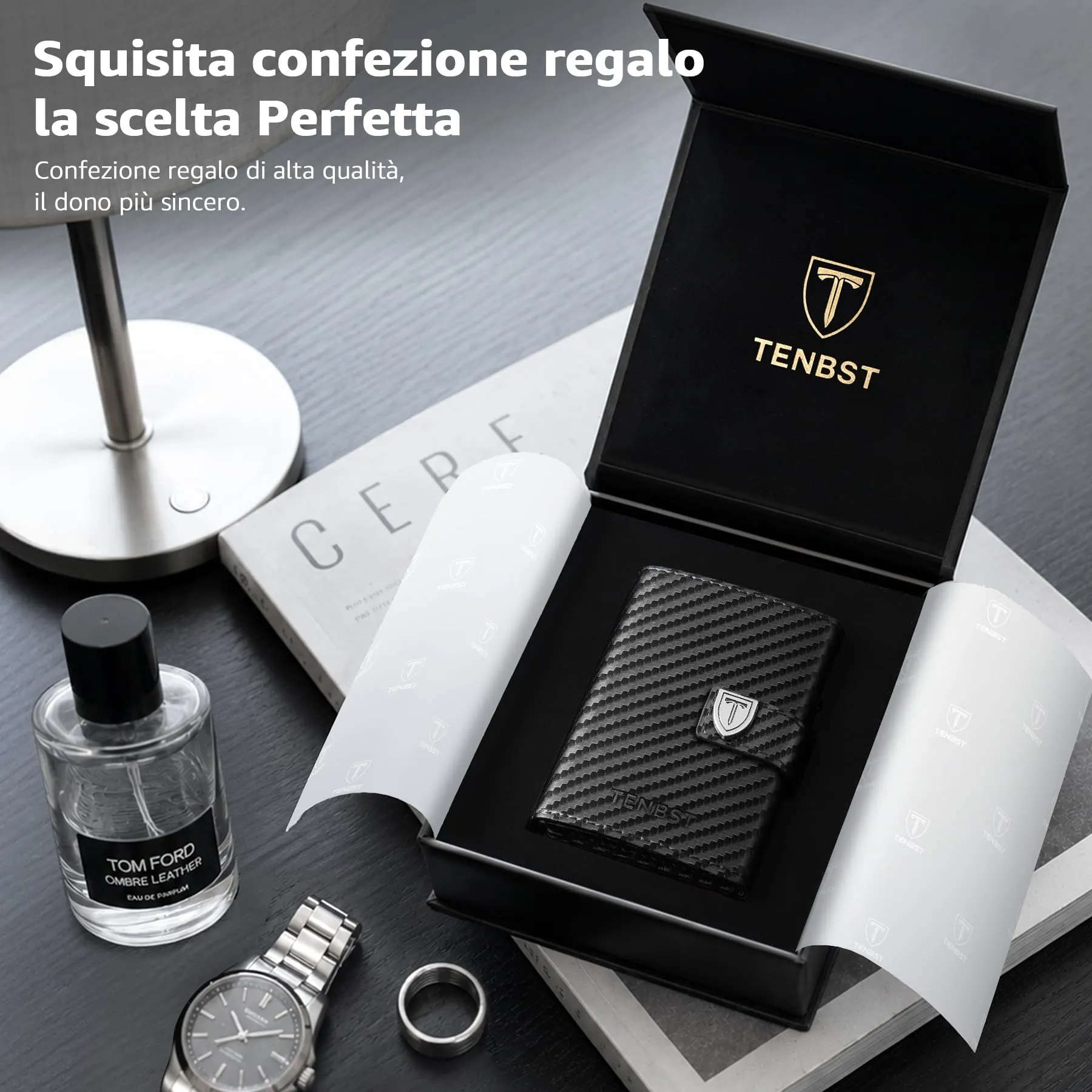 TENBST Portafoglio Uomo HW0001 Nero Esclusivo - immagine 2