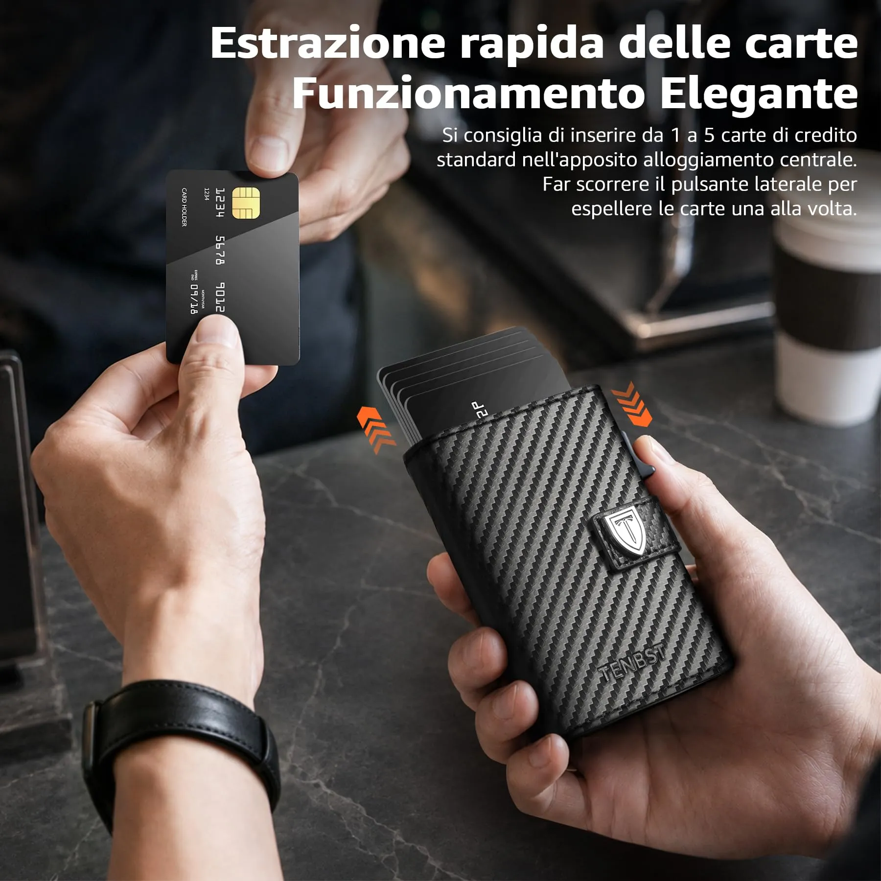 TENBST Portafoglio Uomo HW0001 Nero Esclusivo - immagine 5