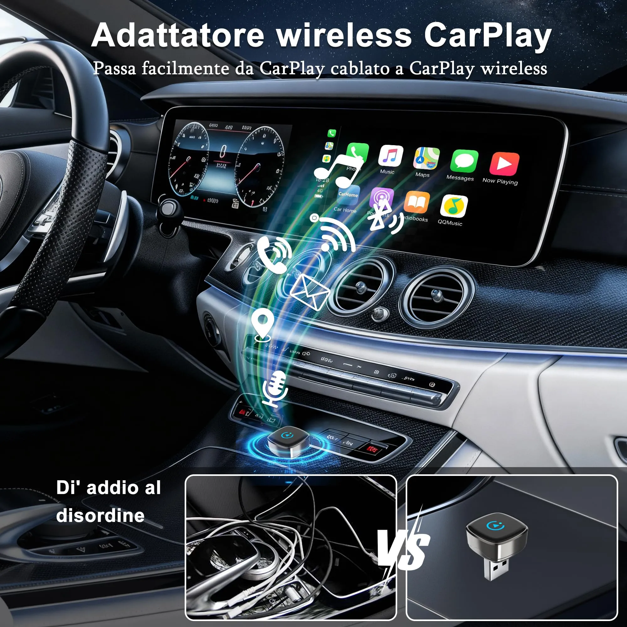 KANANAFEEL Adattatore CarPlay Wireless per Veicoli con CarPlay Cablato - immagine 3