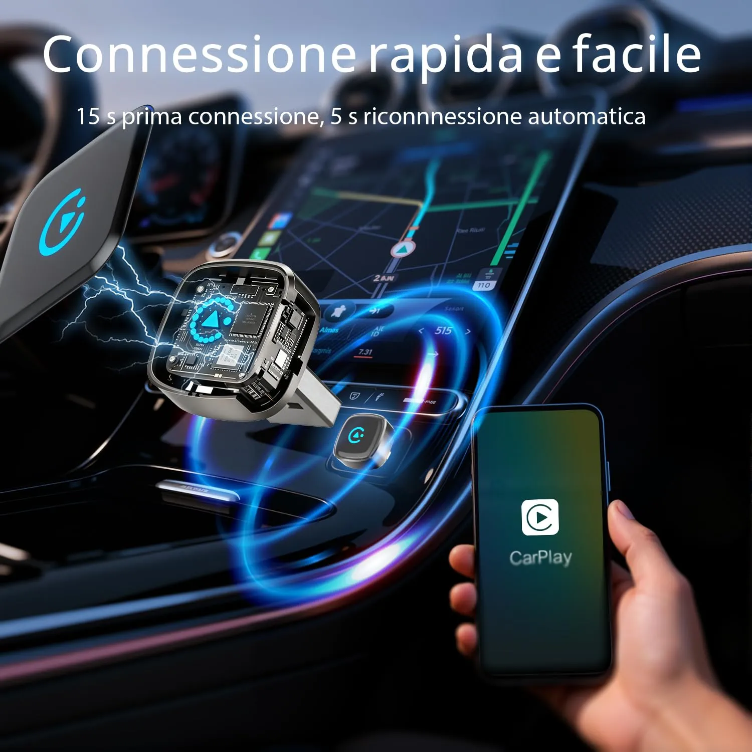 KANANAFEEL Adattatore CarPlay Wireless per Veicoli con CarPlay Cablato - immagine 4
