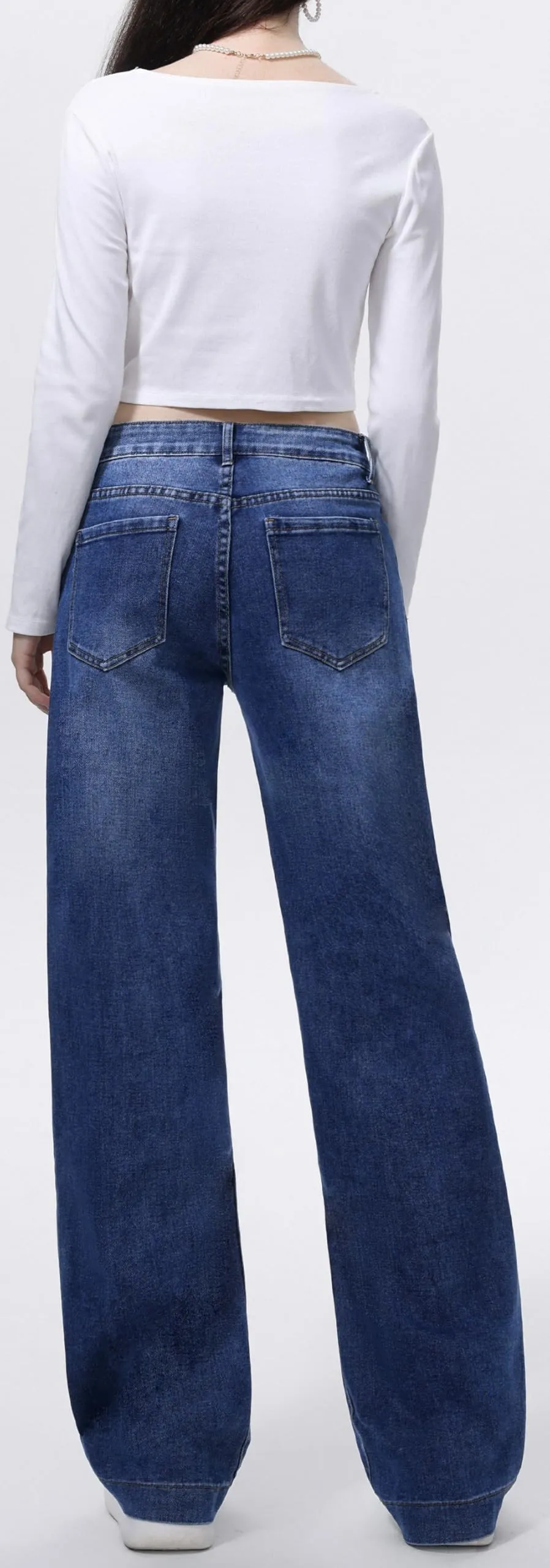 vittorio y Donna Vita Alta Baggy Wide Leg Jeans, Denim, M - immagine 4