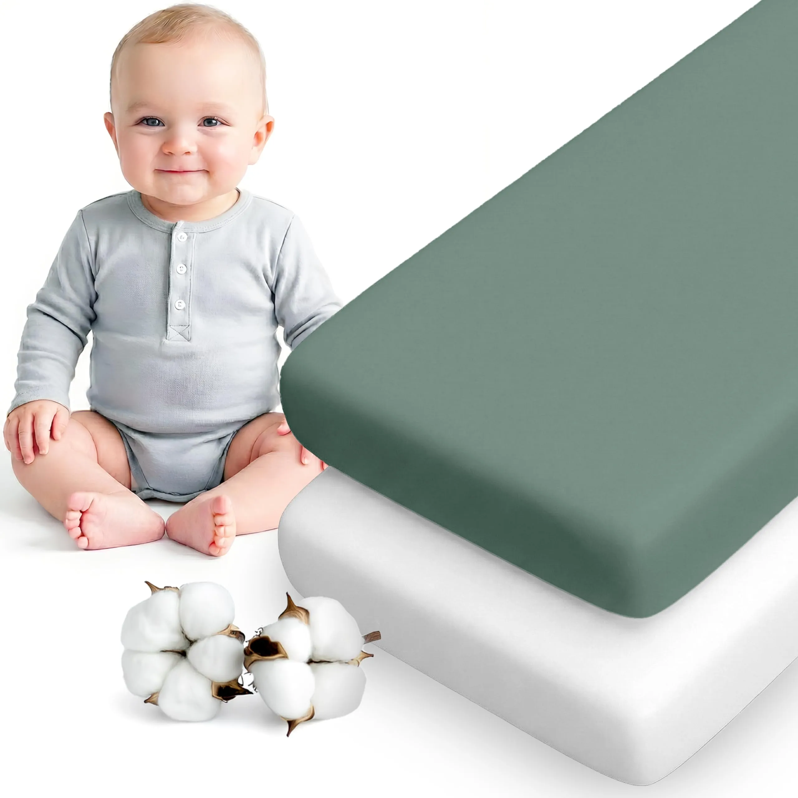 Dreamzie Set da 2 Lenzuola Lettino 60x120 cm, 100% Cotone - immagine 1