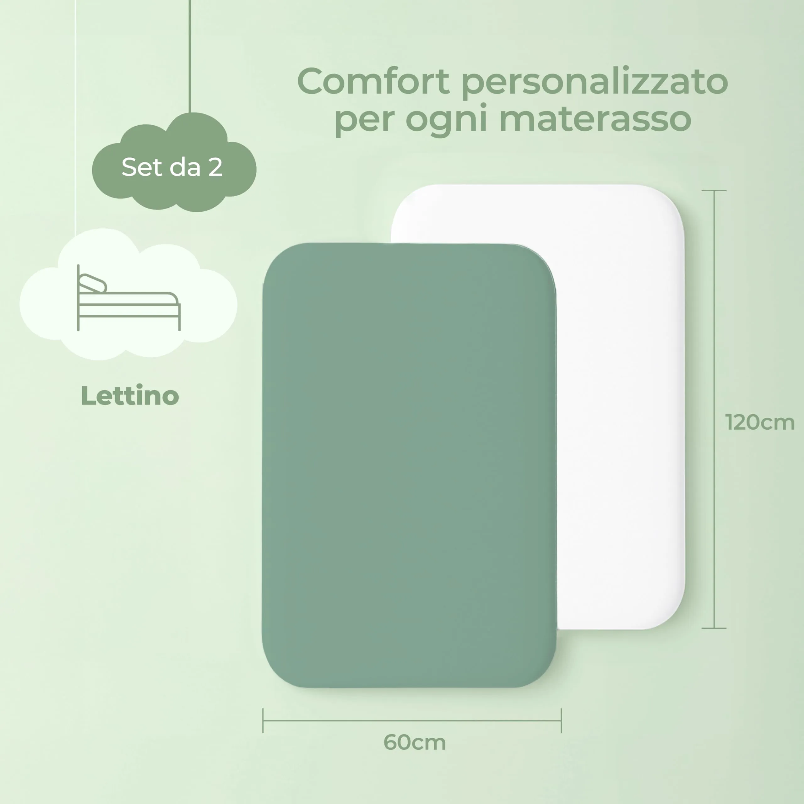 Dreamzie Set da 2 Lenzuola Lettino 60x120 cm, 100% Cotone - immagine 2