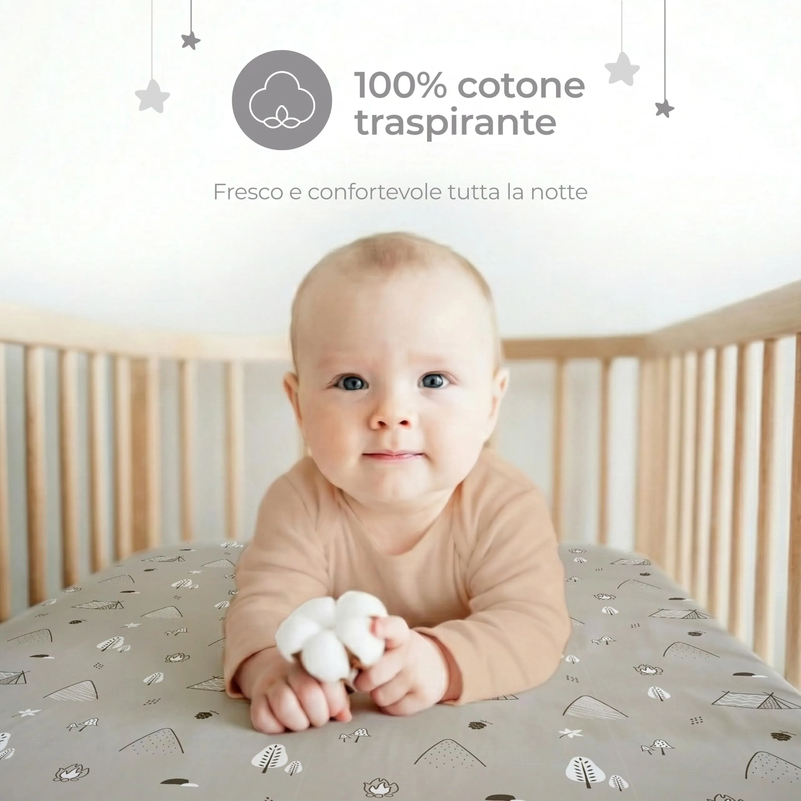 Dreamzie Set da 2 Lenzuola Lettino 70x140 cm, 100% Cotone - immagine 3