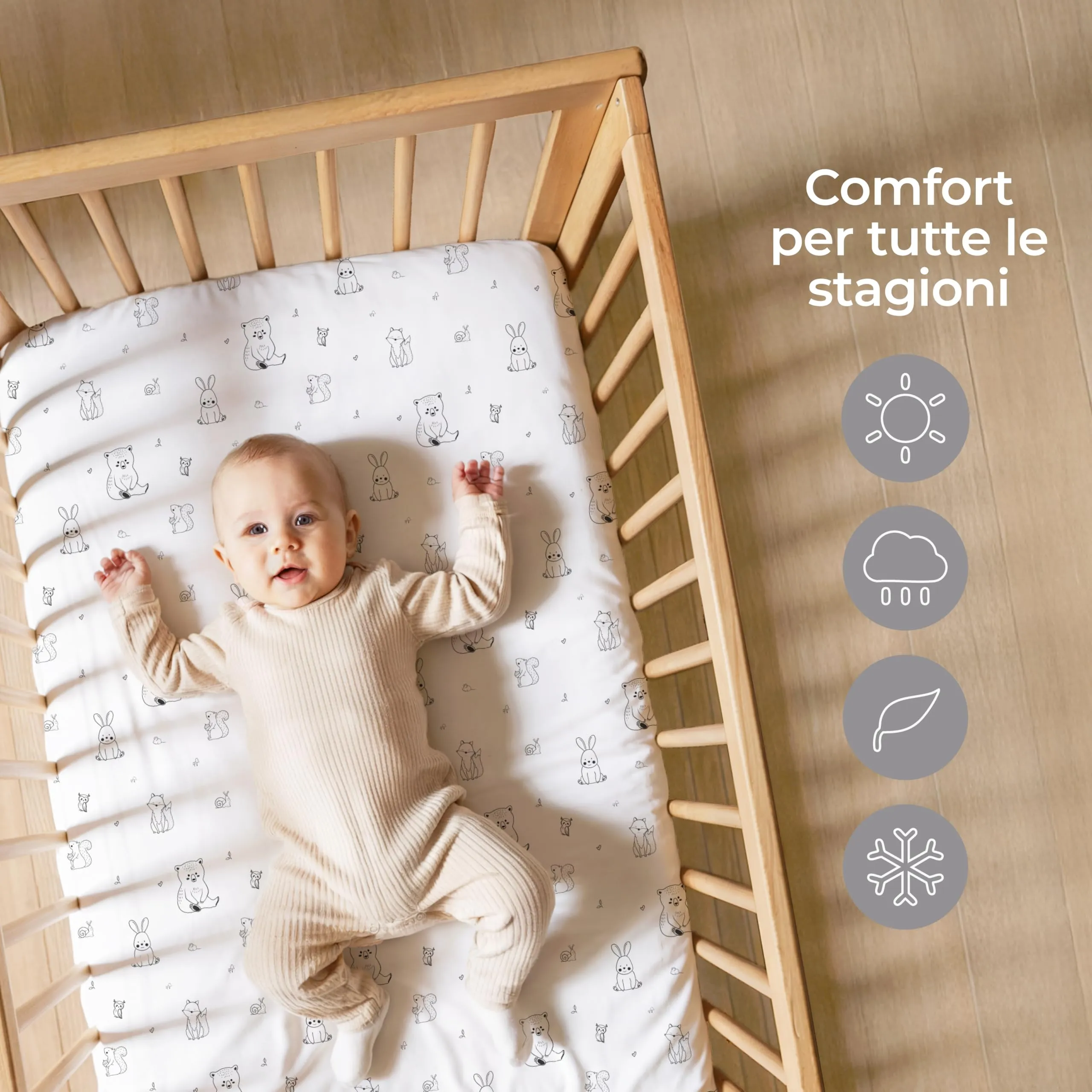 Dreamzie Set da 2 Lenzuola Lettino 70x140 cm, 100% Cotone - immagine 4