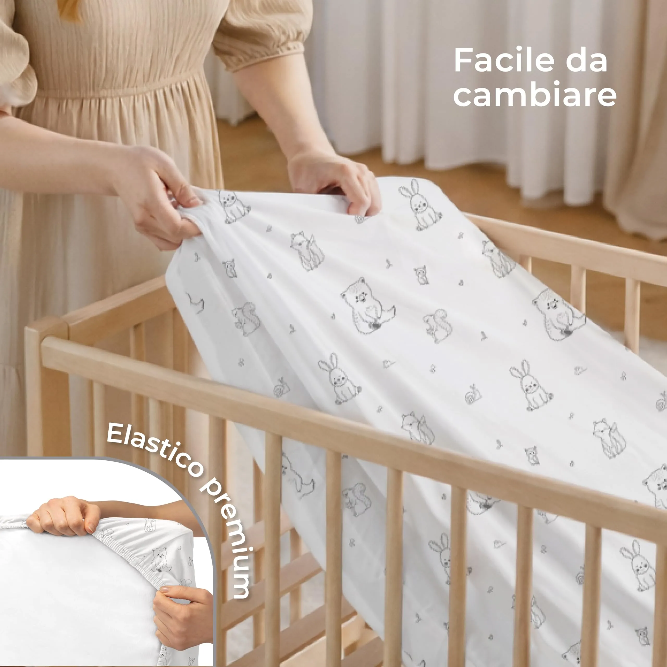 Dreamzie Set da 2 Lenzuola Lettino 70x140 cm, 100% Cotone - immagine 6