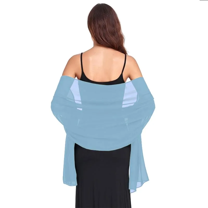 Van Der Rich Stola in Mussola di Seta Foulard Scialle Leggero Donna Cielo - immagine 1