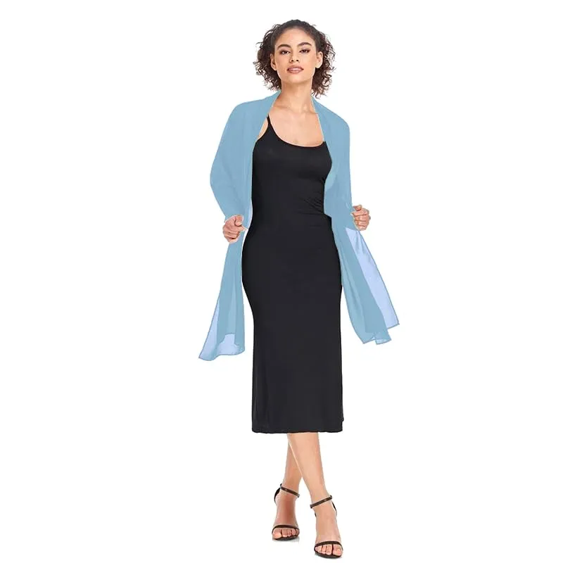 Van Der Rich Stola in Mussola di Seta Foulard Scialle Leggero Donna Cielo - immagine 2