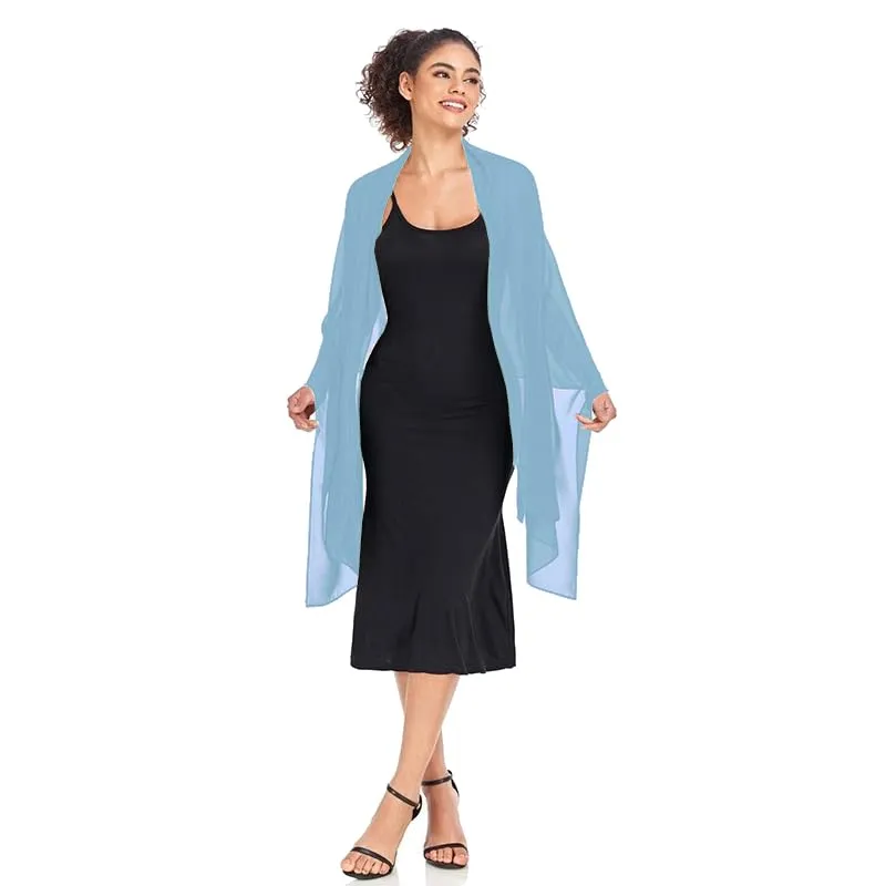 Van Der Rich Stola in Mussola di Seta Foulard Scialle Leggero Donna Cielo - immagine 3