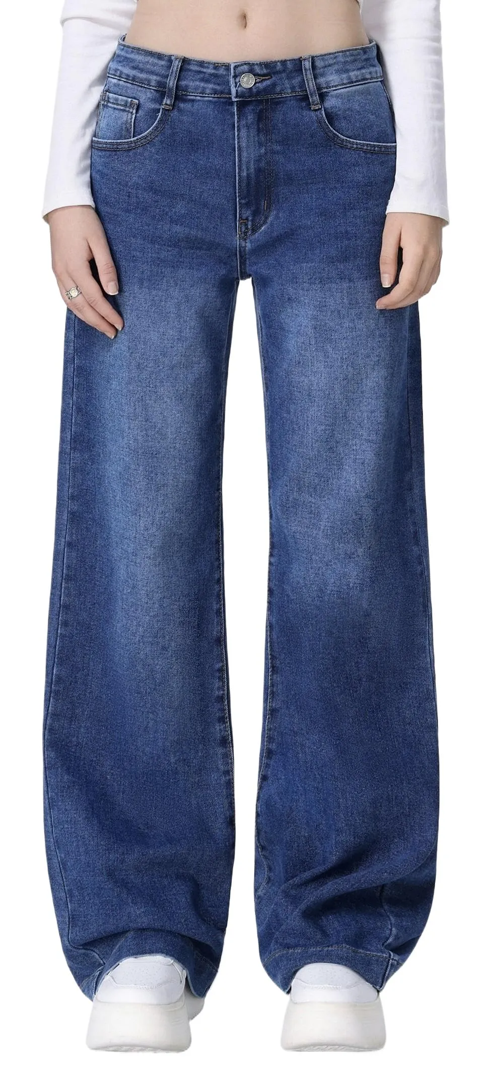 vittorio y Jeans Donna Vita Alta Baggy Wide Leg Denim S - immagine 1