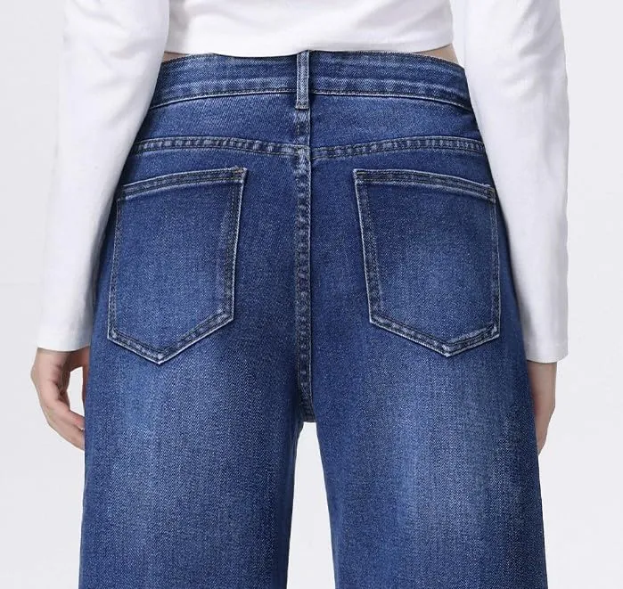 vittorio y Jeans Donna Vita Alta Baggy Wide Leg Denim S - immagine 6