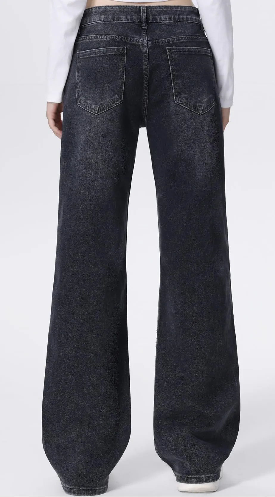 vittorio y Jeans Donna Vita Alta Baggy Wide Leg Grigio Scuro - immagine 4