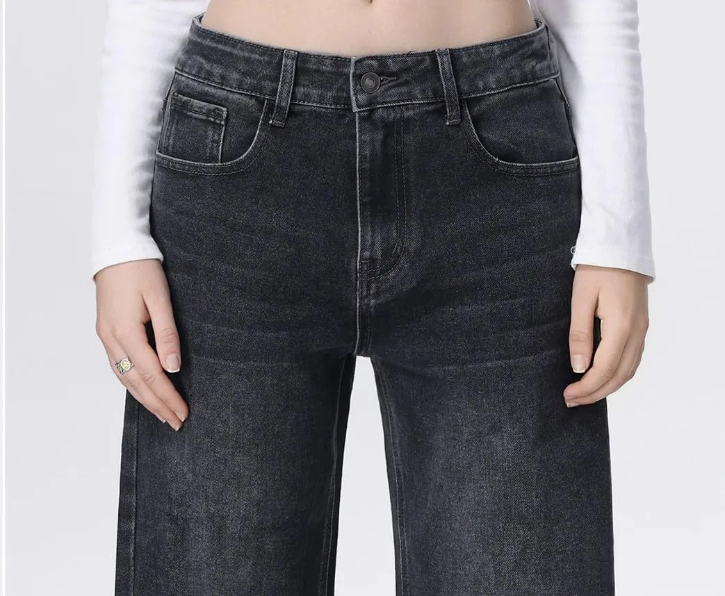vittorio y Jeans Donna Vita Alta Baggy Wide Leg Grigio Scuro - immagine 5