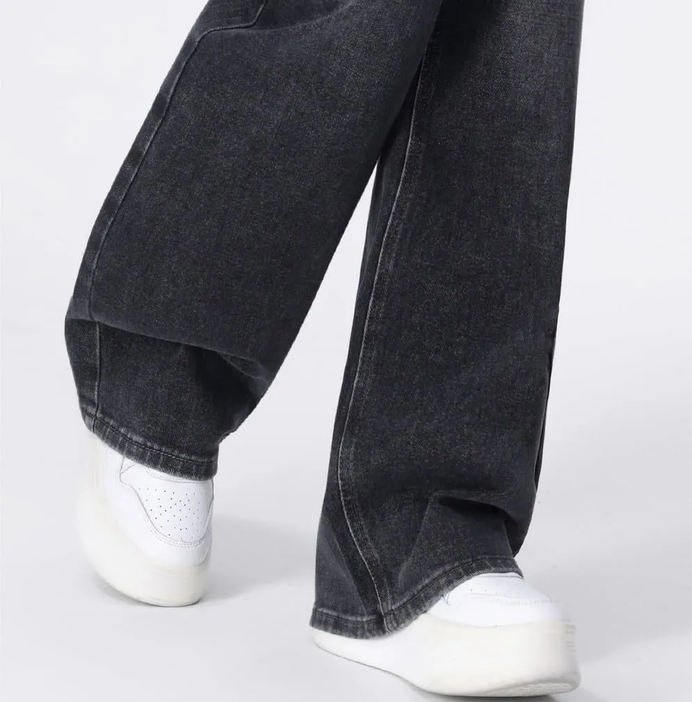 vittorio y Jeans Donna Vita Alta Baggy Wide Leg Grigio Scuro - immagine 7