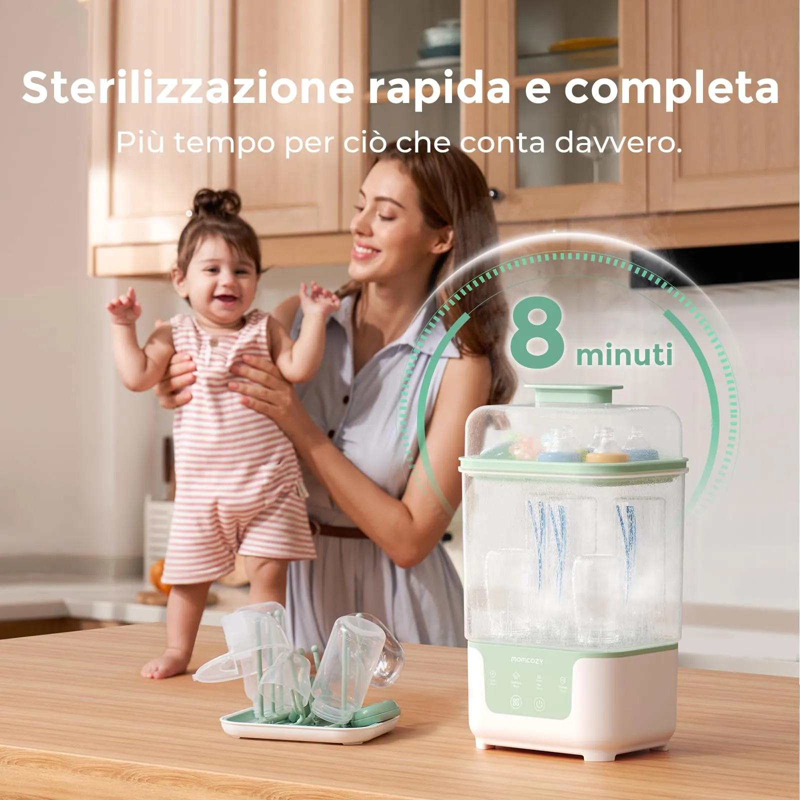 Momcozy Sterilizzatore Biberon e Asciugatrice 4-in-1 Compatto a Vapore - immagine 3
